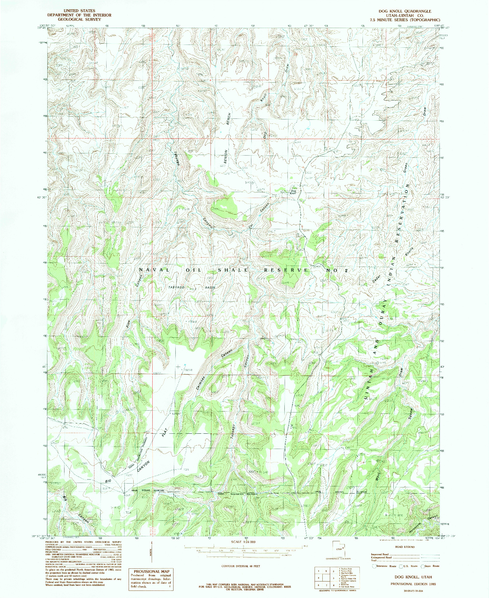 USGS 1:24000-SCALE QUADRANGLE FOR DOG KNOLL, UT 1985