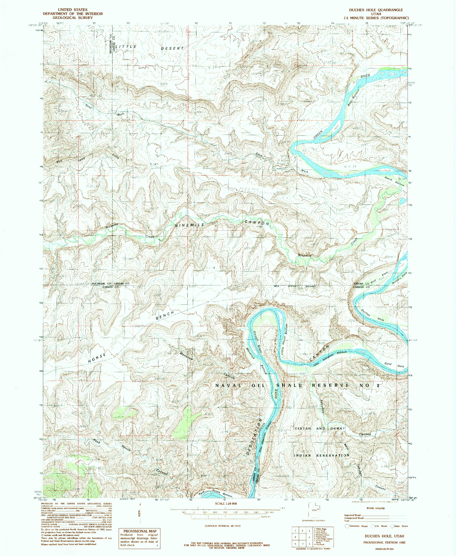 USGS 1:24000-SCALE QUADRANGLE FOR DUCHES HOLE, UT 1985