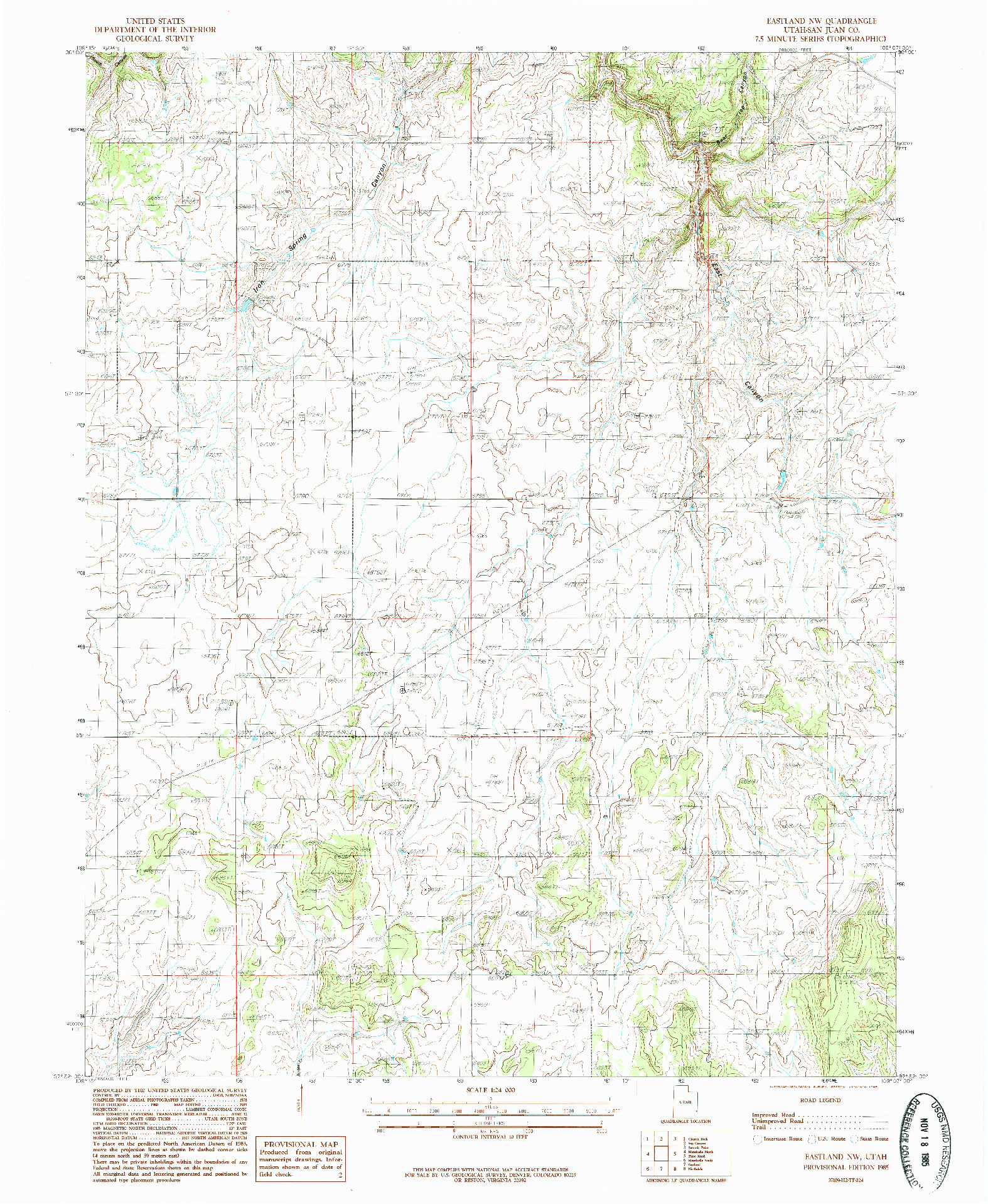 USGS 1:24000-SCALE QUADRANGLE FOR EASTLAND NW, UT 1985