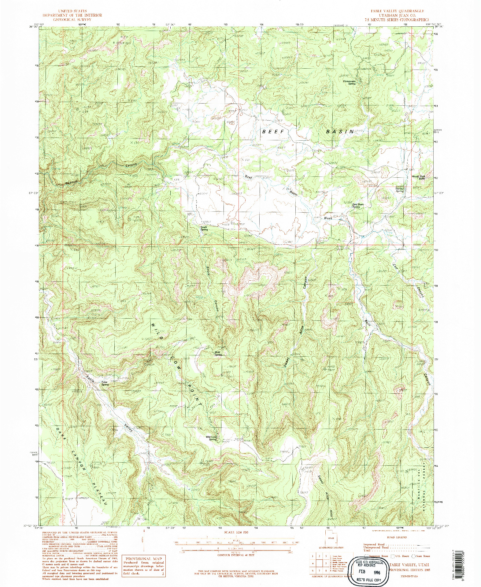 USGS 1:24000-SCALE QUADRANGLE FOR FABLE VALLEY, UT 1985