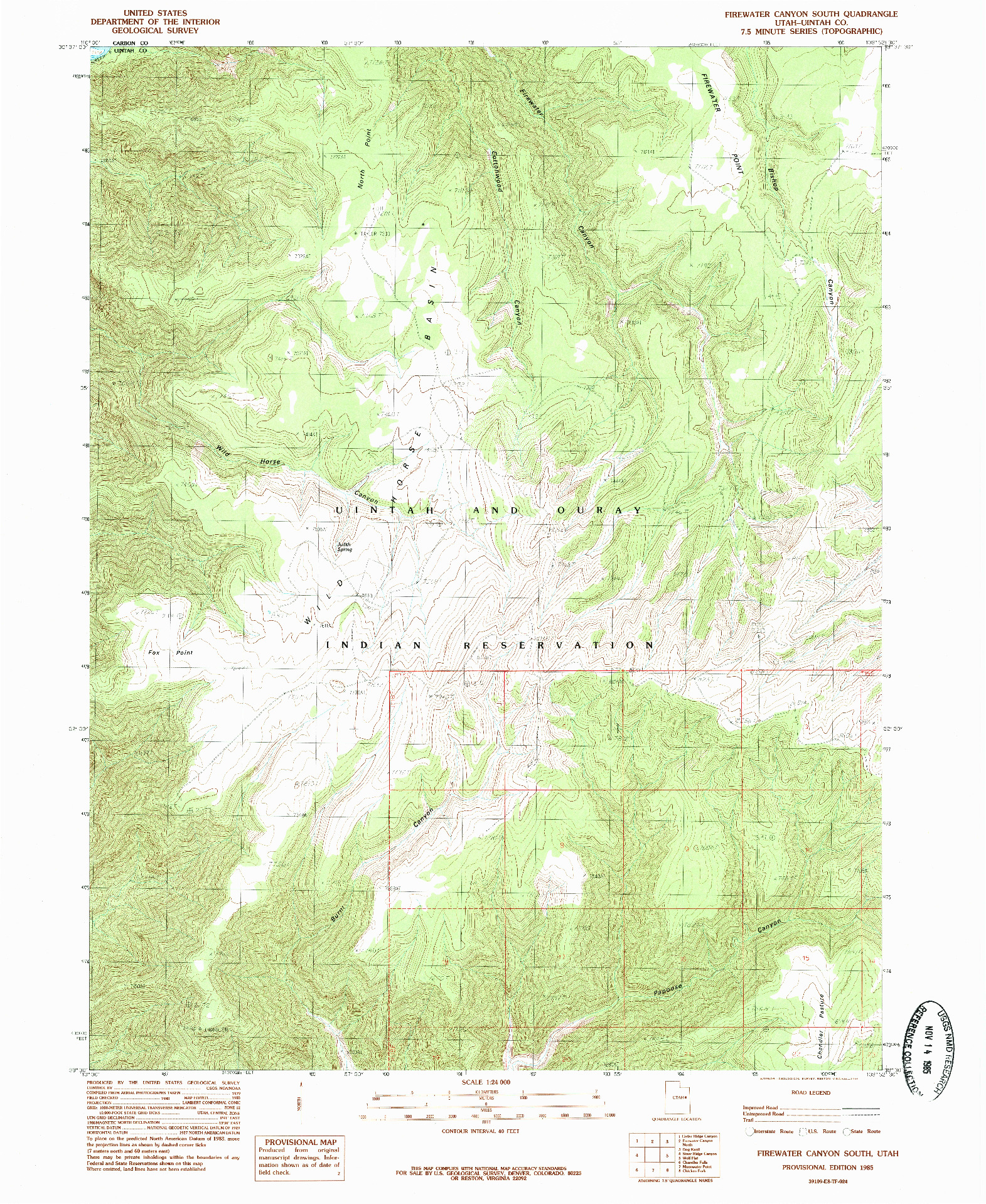 USGS 1:24000-SCALE QUADRANGLE FOR FIREWATER CANYON SOUTH, UT 1985