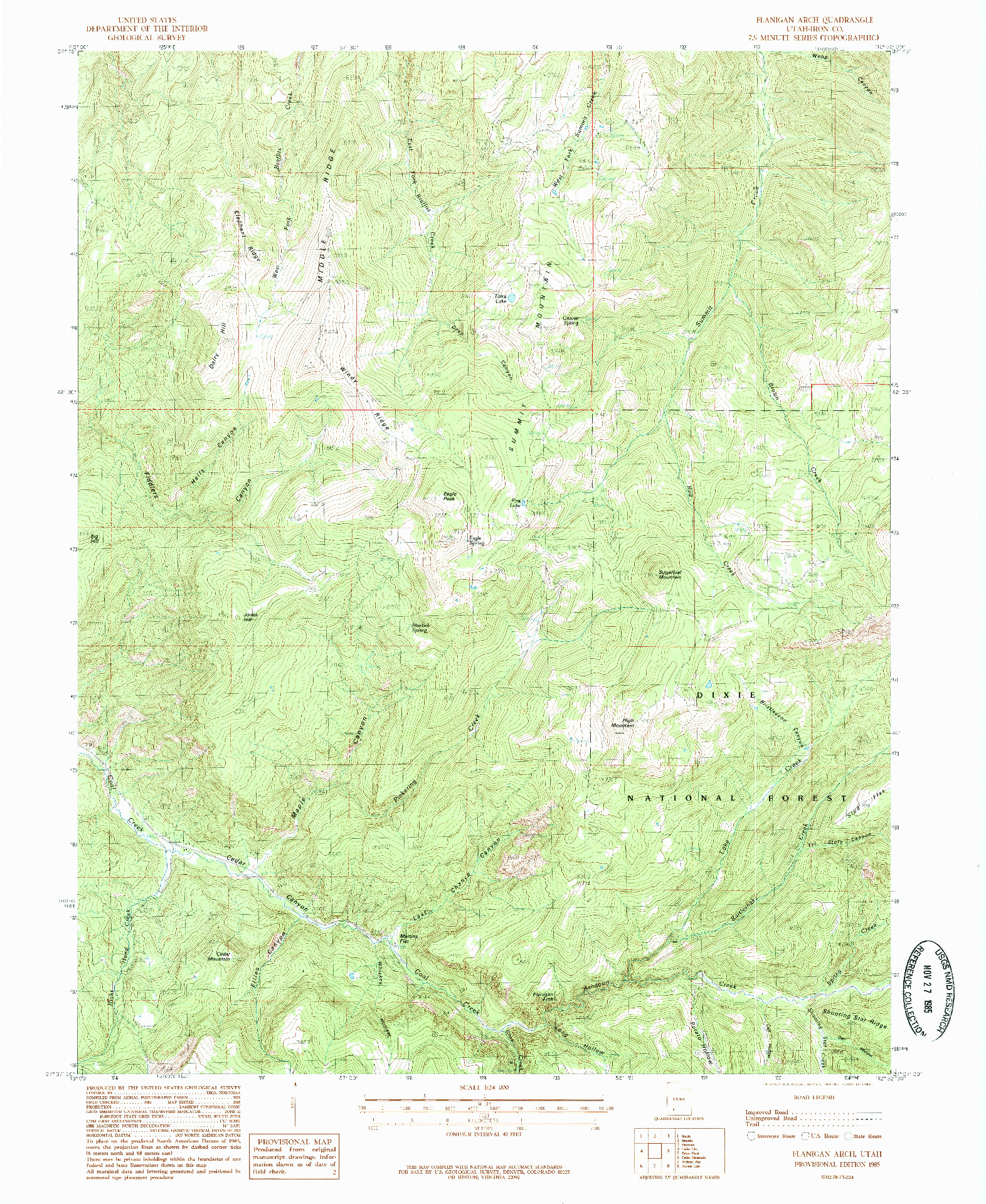 USGS 1:24000-SCALE QUADRANGLE FOR FLANIGAN ARCH, UT 1985