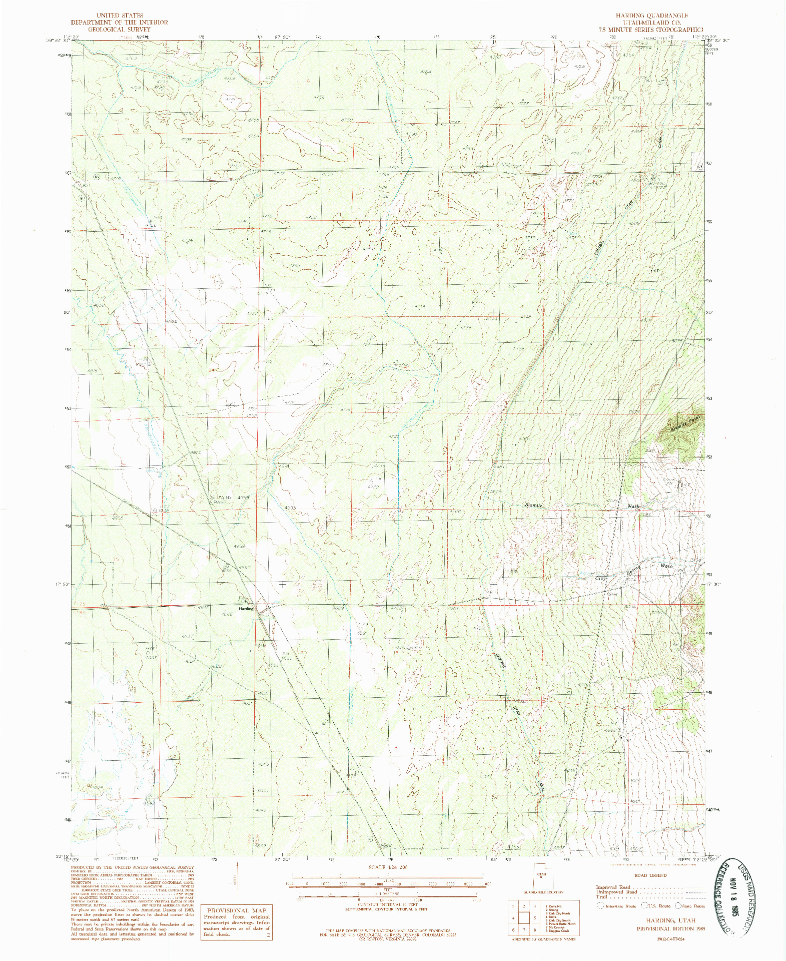 USGS 1:24000-SCALE QUADRANGLE FOR HARDING, UT 1985