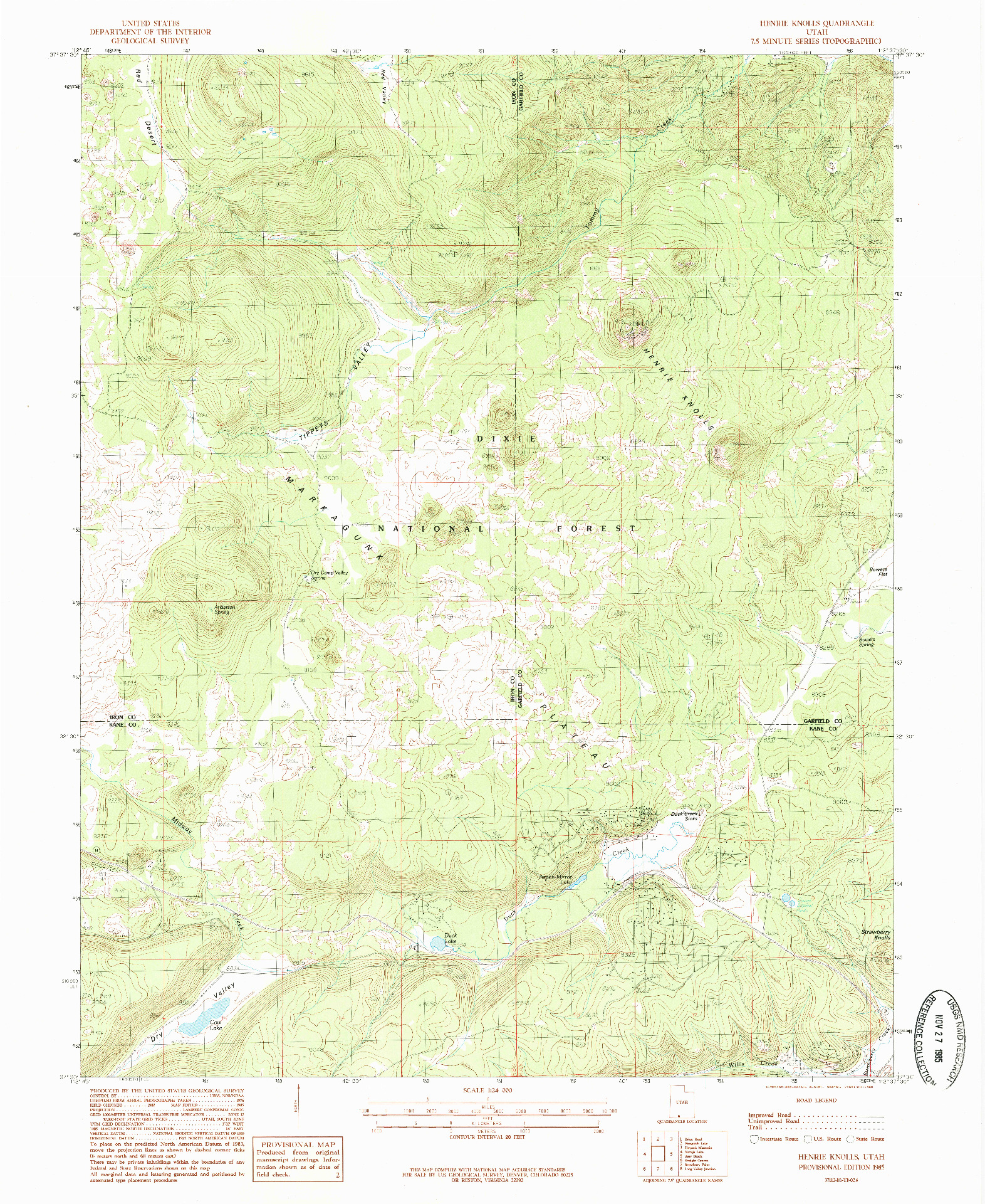 USGS 1:24000-SCALE QUADRANGLE FOR HENRIE KNOLLS, UT 1985