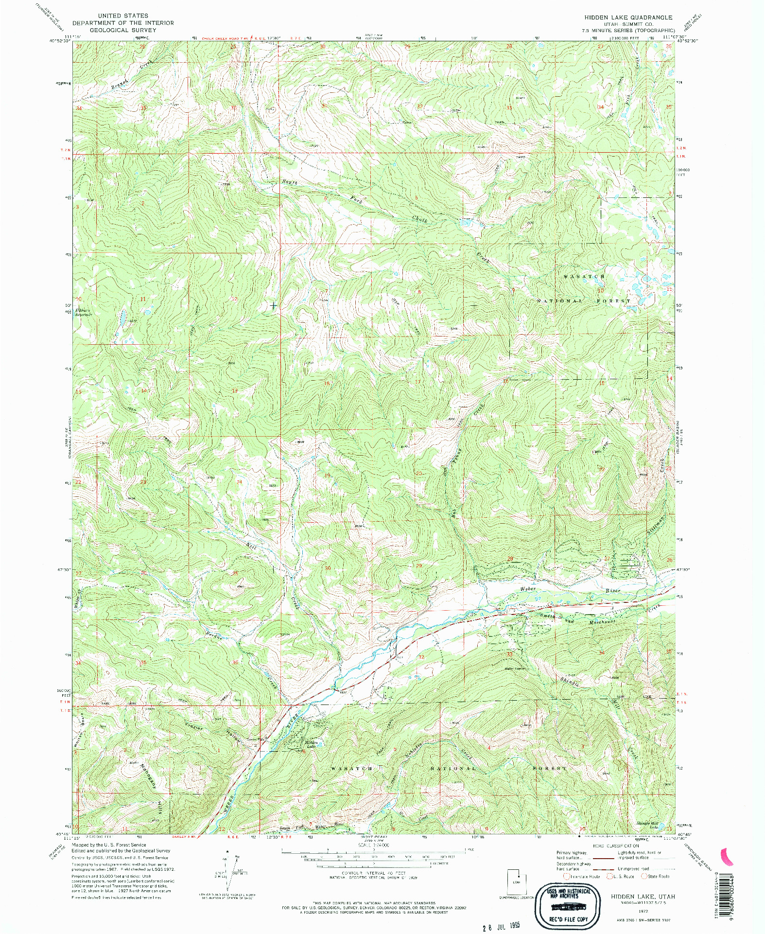 USGS 1:24000-SCALE QUADRANGLE FOR HIDDEN LAKE, UT 1972