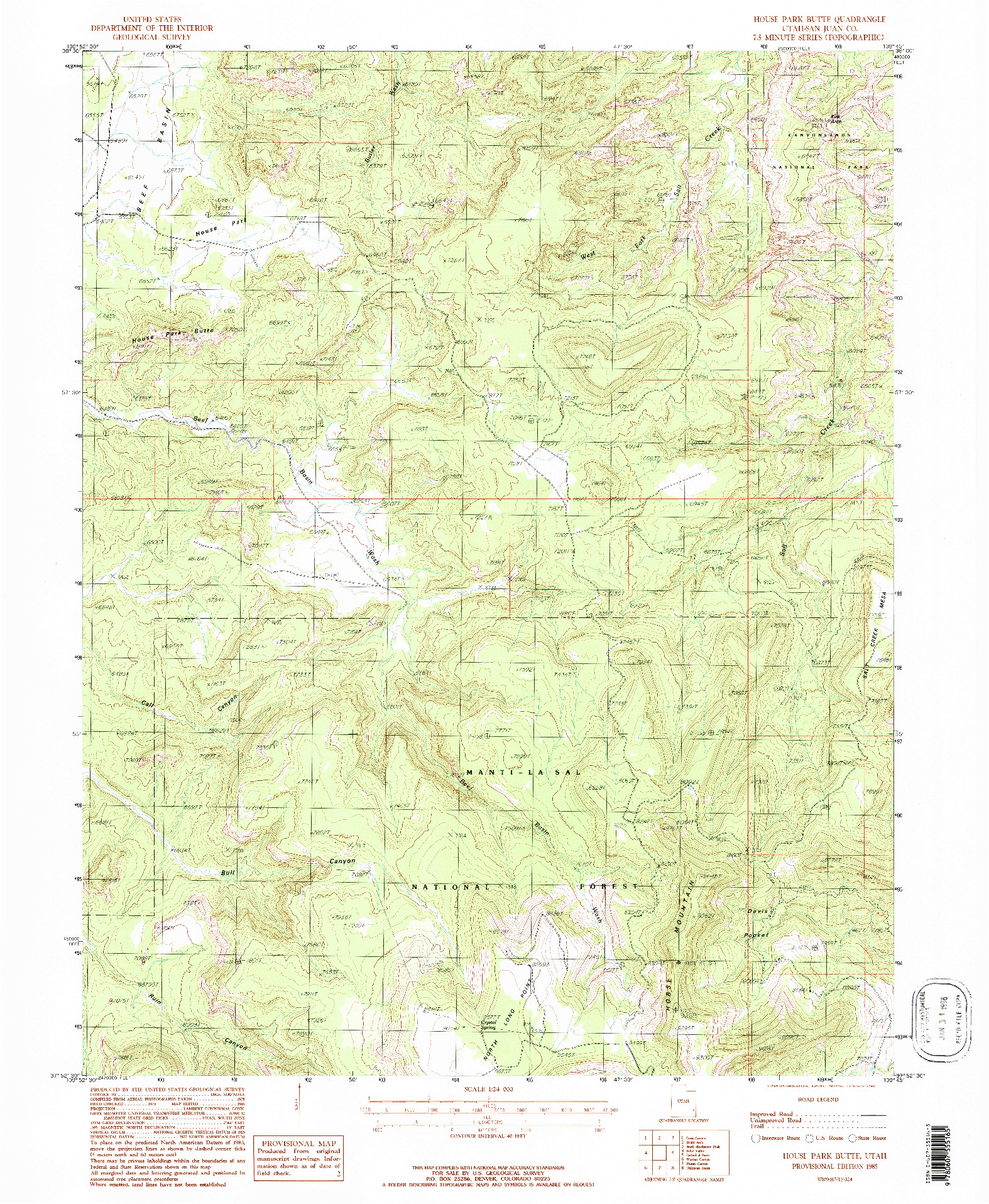 USGS 1:24000-SCALE QUADRANGLE FOR HOUSE PARK BUTTE, UT 1985