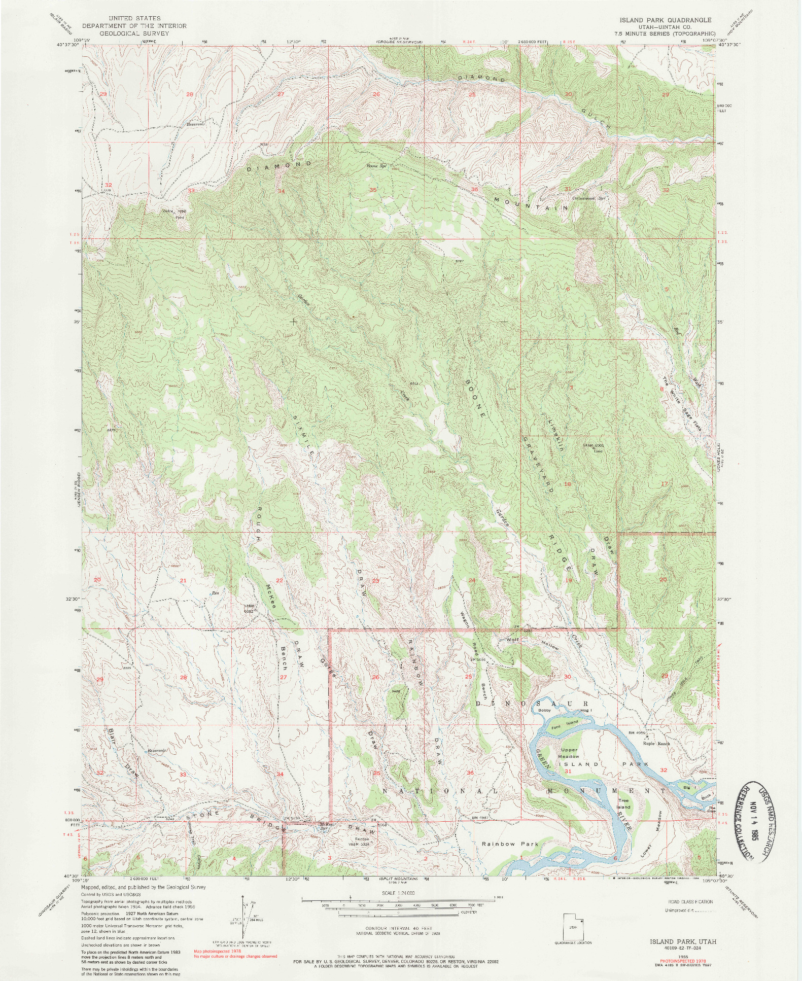 USGS 1:24000-SCALE QUADRANGLE FOR ISLAND PARK, UT 1955