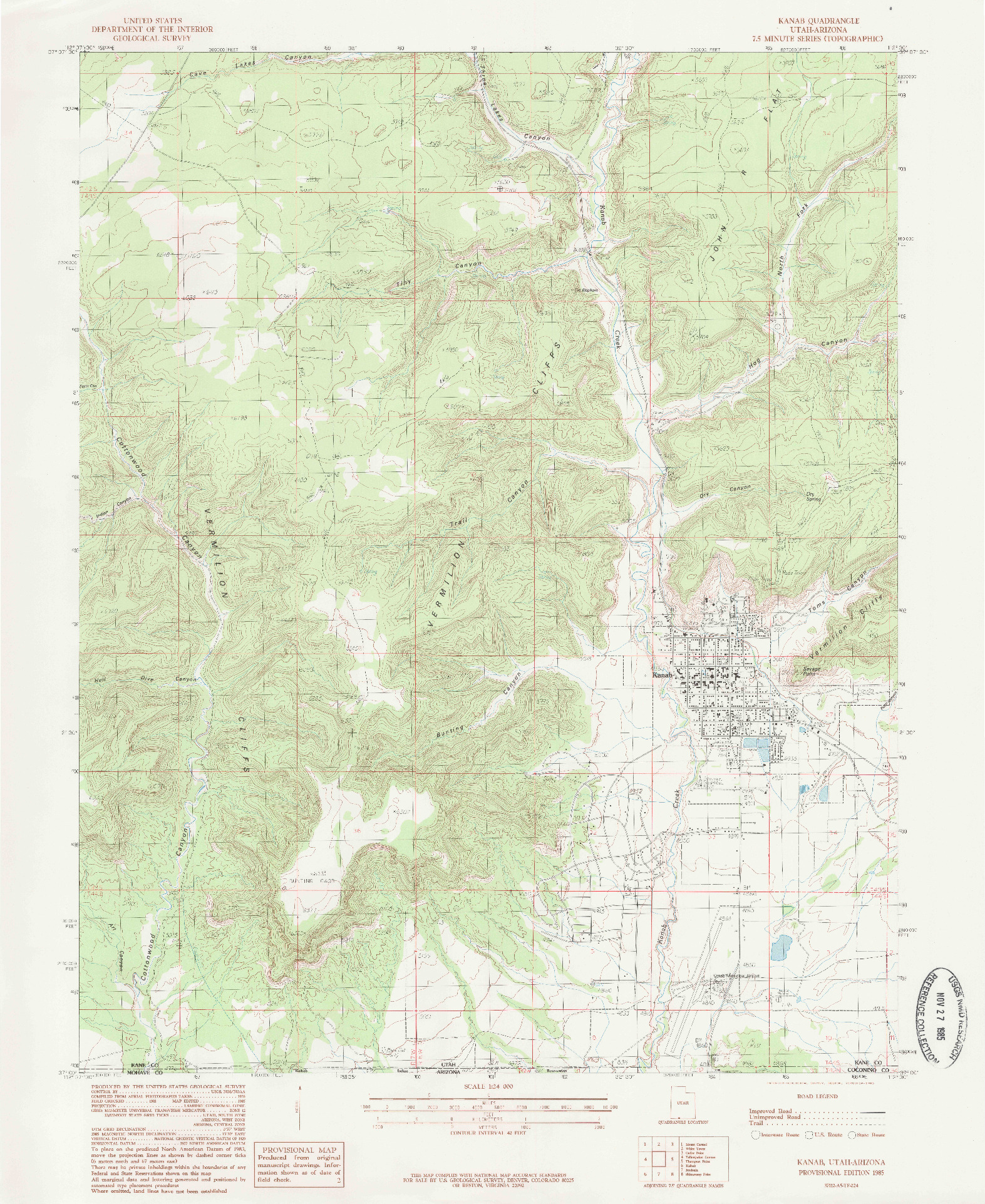 USGS 1:24000-SCALE QUADRANGLE FOR KANAB, UT 1985