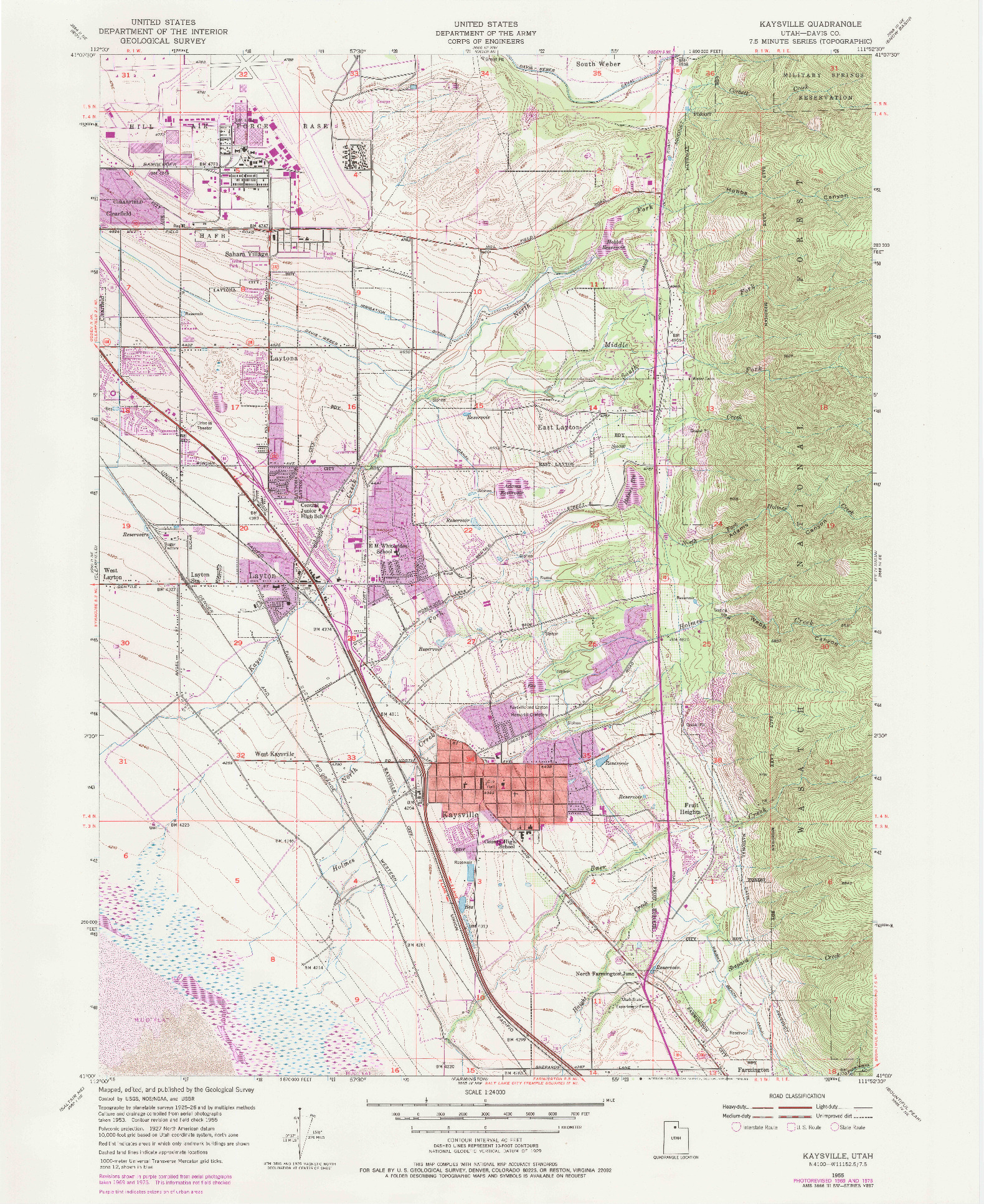 USGS 1:24000-SCALE QUADRANGLE FOR KAYSVILLE, UT 1955