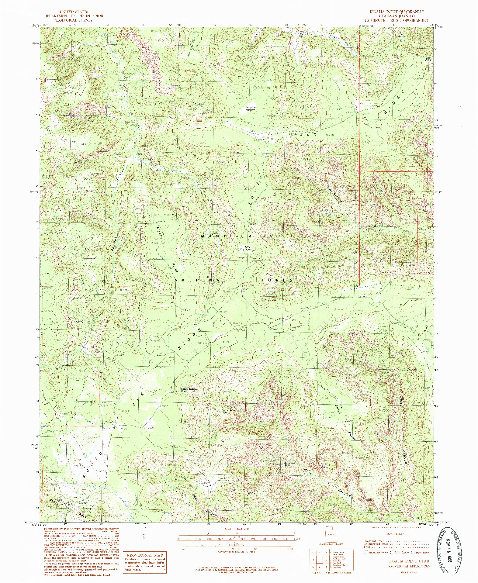 USGS 1:24000-SCALE QUADRANGLE FOR KIGALIA POINT, UT 1985