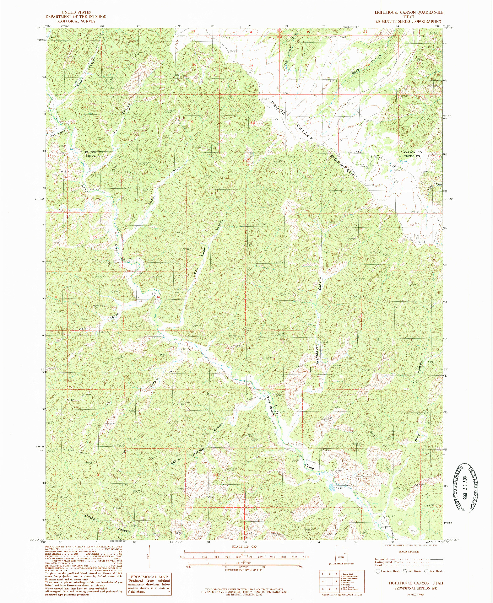 USGS 1:24000-SCALE QUADRANGLE FOR LIGHTHOUSE CANYON, UT 1985