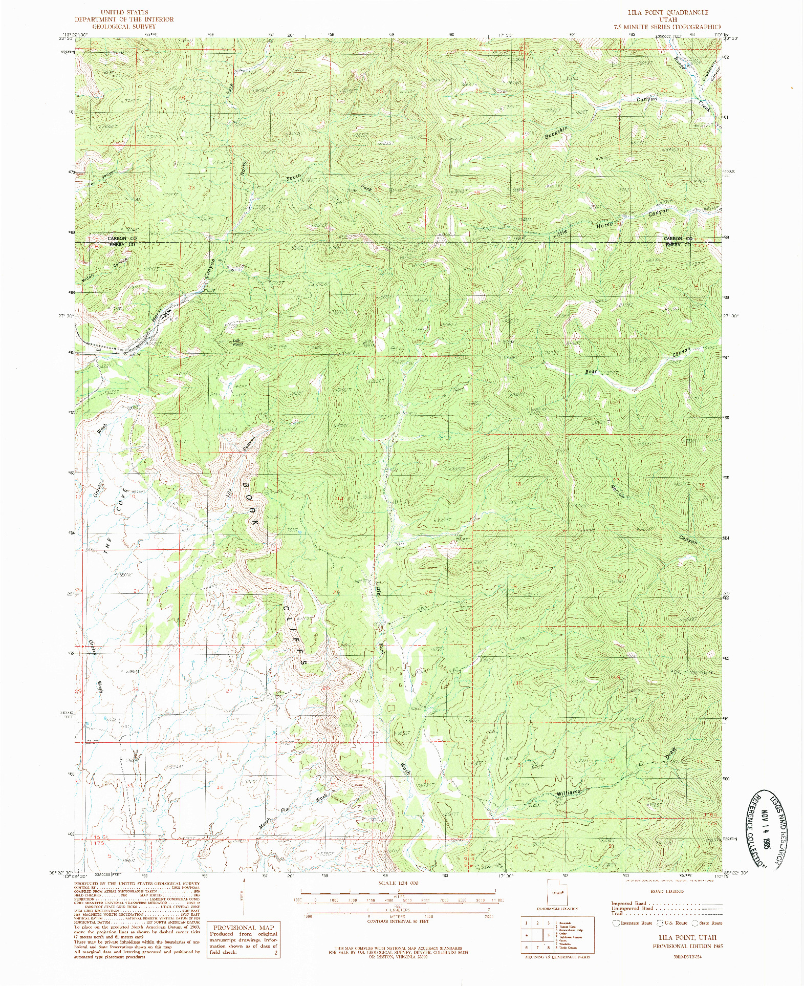 USGS 1:24000-SCALE QUADRANGLE FOR LILA POINT, UT 1985