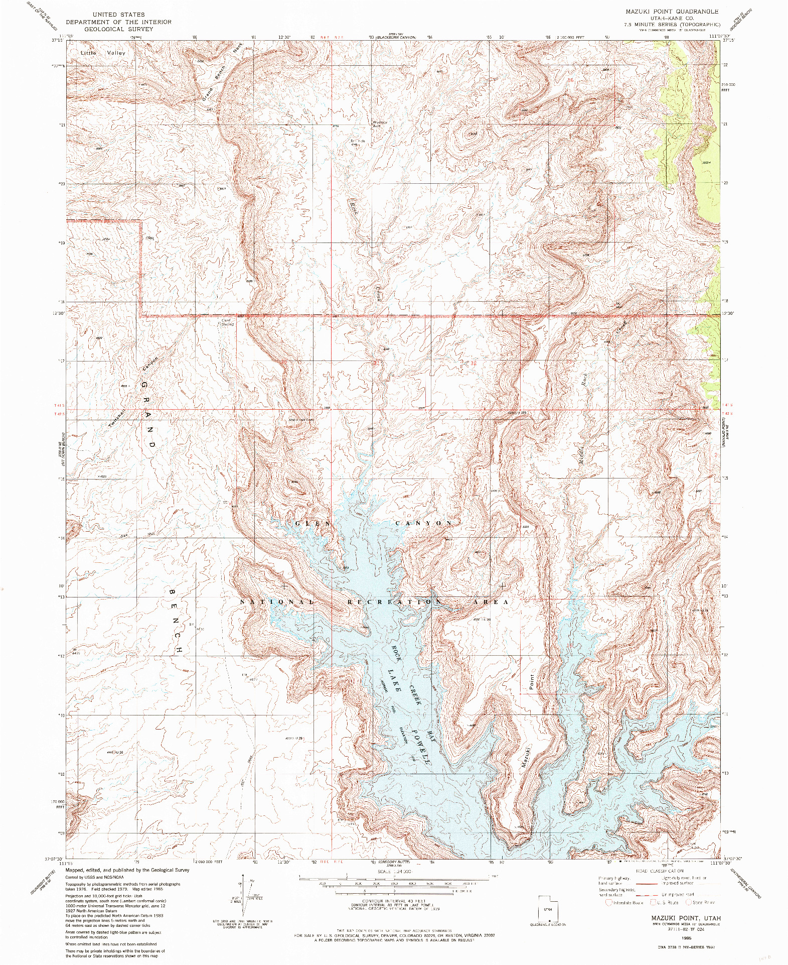 USGS 1:24000-SCALE QUADRANGLE FOR MAZUKI POINT, UT 1985