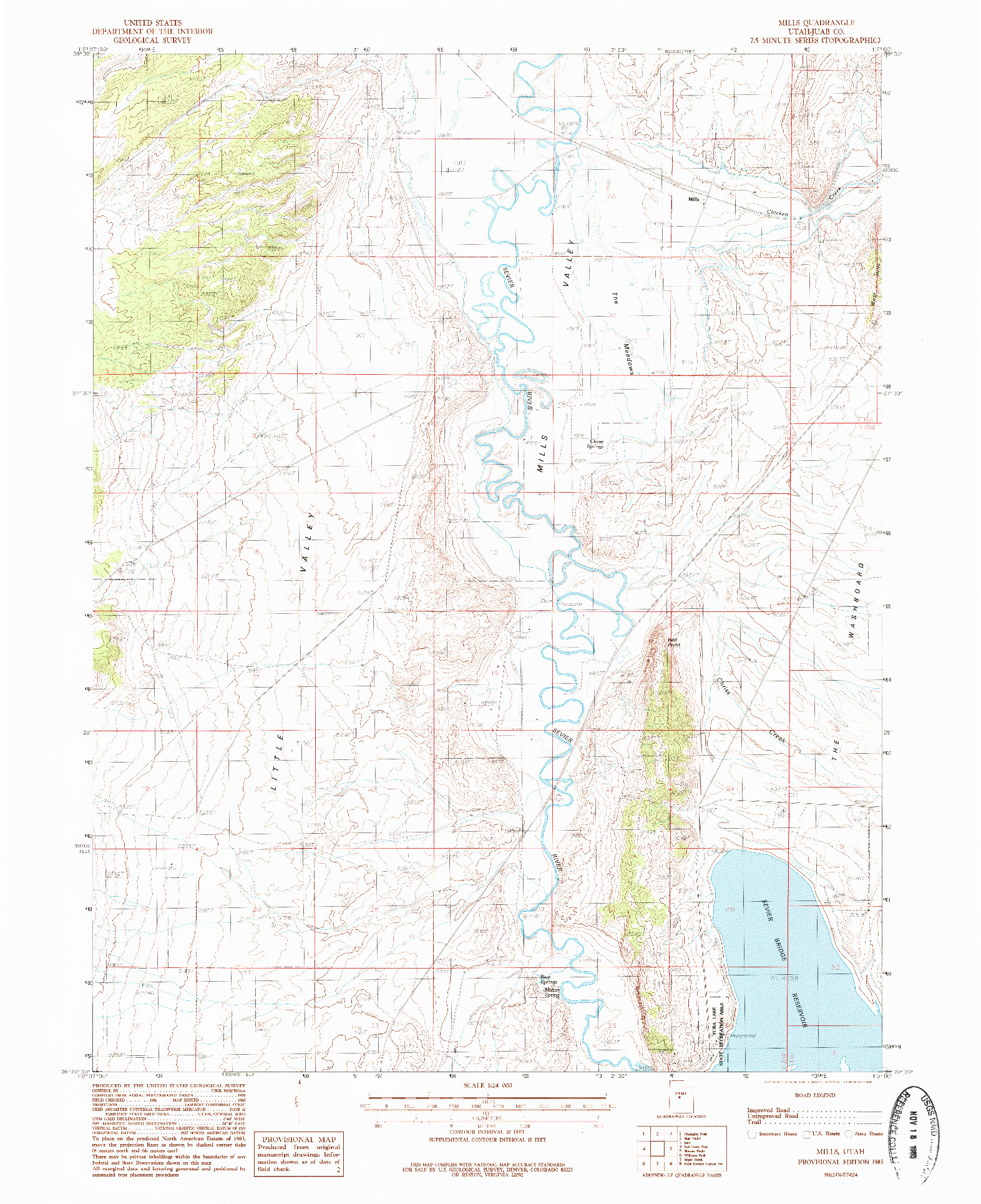 USGS 1:24000-SCALE QUADRANGLE FOR MILLS, UT 1985