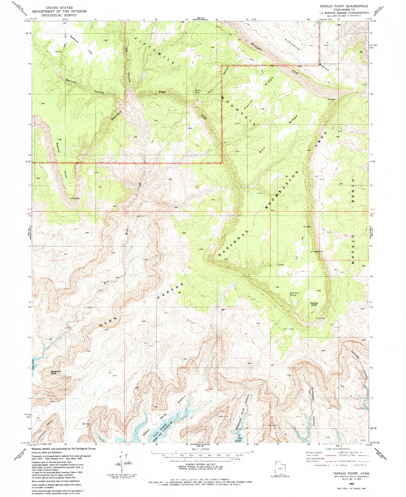 USGS 1:24000-SCALE QUADRANGLE FOR NAVAJO POINT, UT 1985