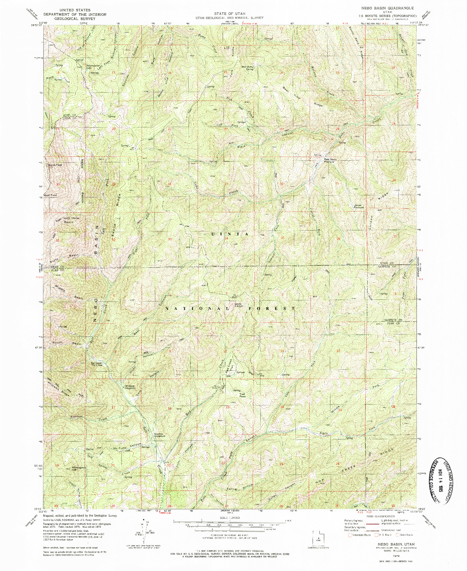 USGS 1:24000-SCALE QUADRANGLE FOR NEBO BASIN, UT 1979
