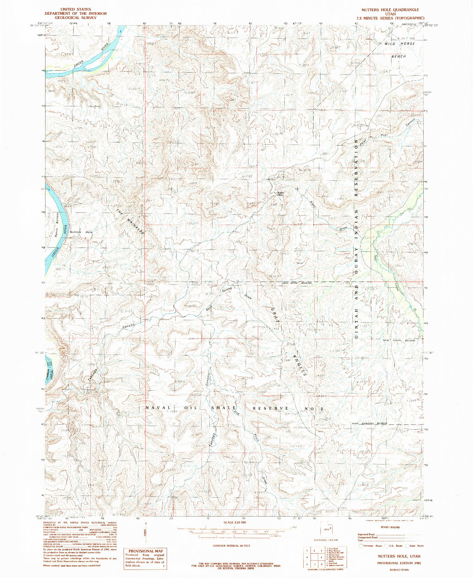 USGS 1:24000-SCALE QUADRANGLE FOR NUTTERS HOLE, UT 1985