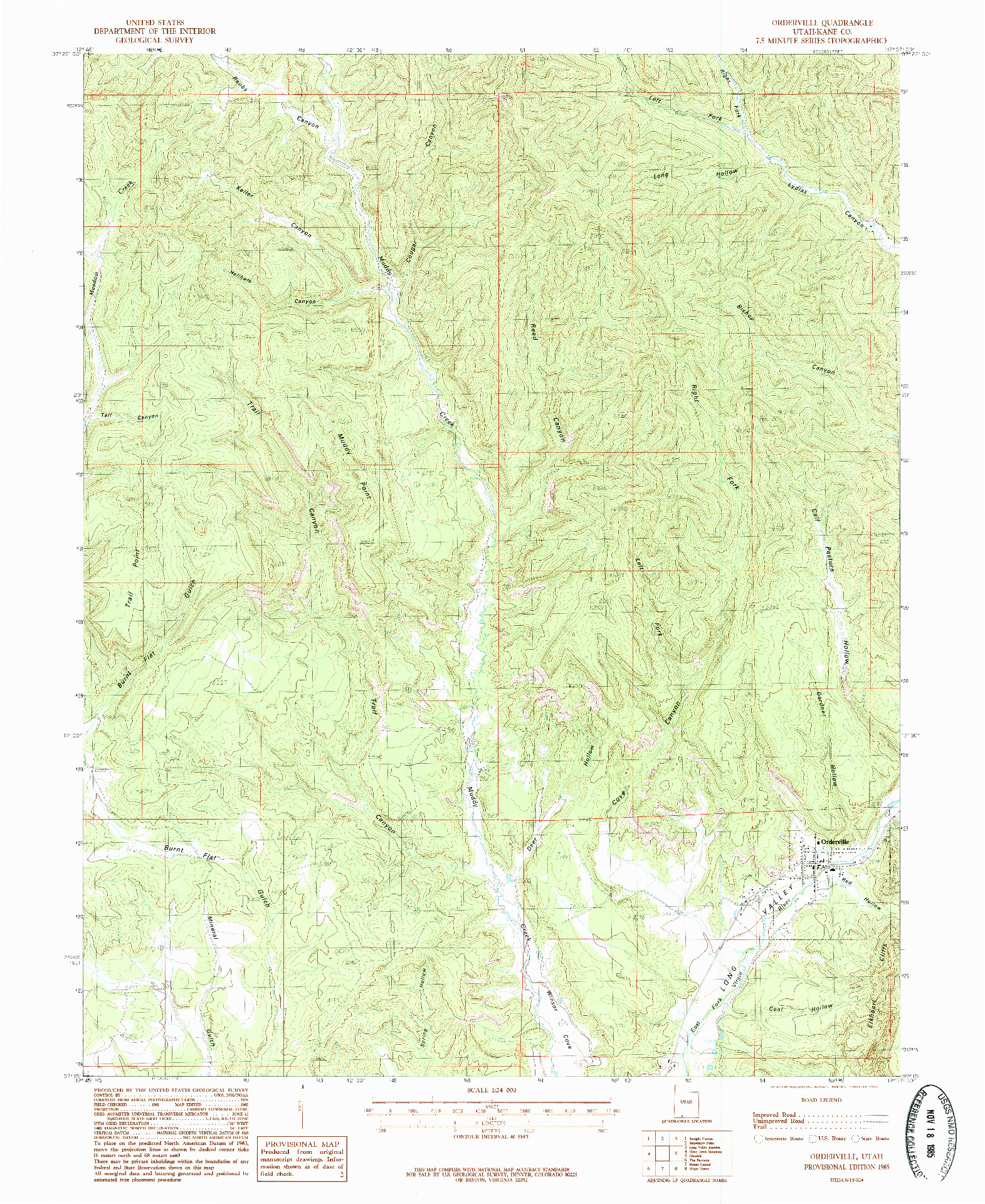 USGS 1:24000-SCALE QUADRANGLE FOR ORDERVILLE, UT 1985