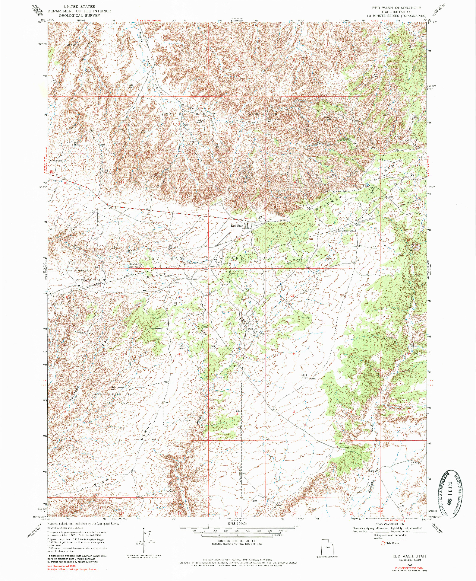 USGS 1:24000-SCALE QUADRANGLE FOR RED WASH, UT 1968