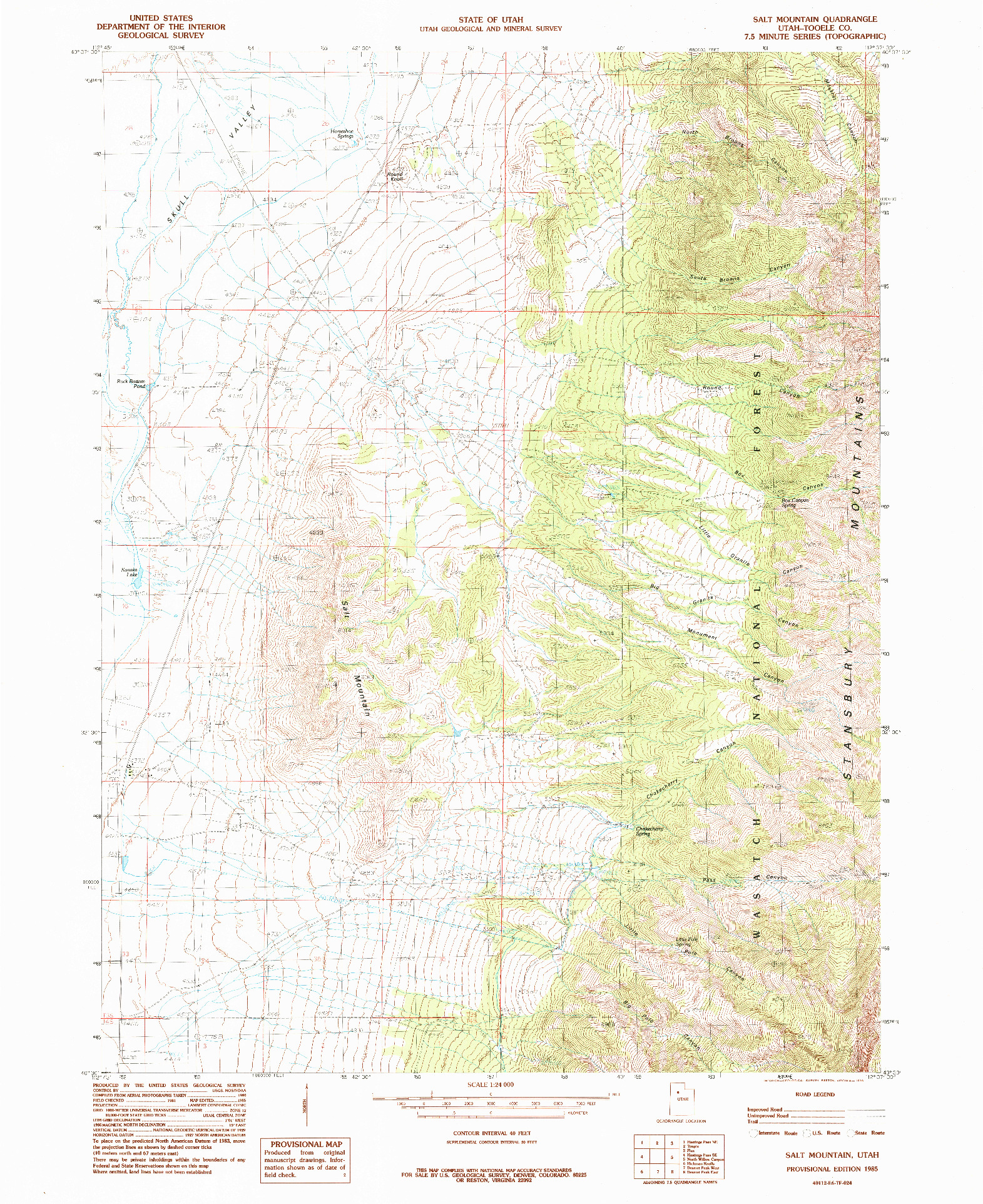 USGS 1:24000-SCALE QUADRANGLE FOR SALT MOUNTAIN, UT 1985