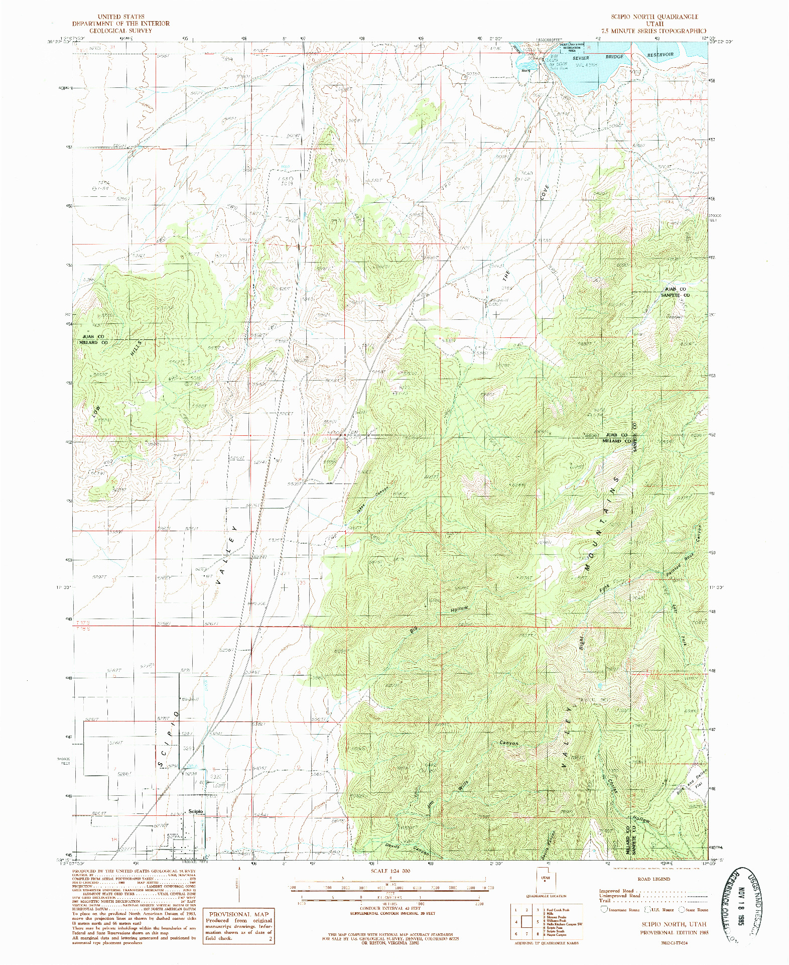 USGS 1:24000-SCALE QUADRANGLE FOR SCIPIO NORTH, UT 1985