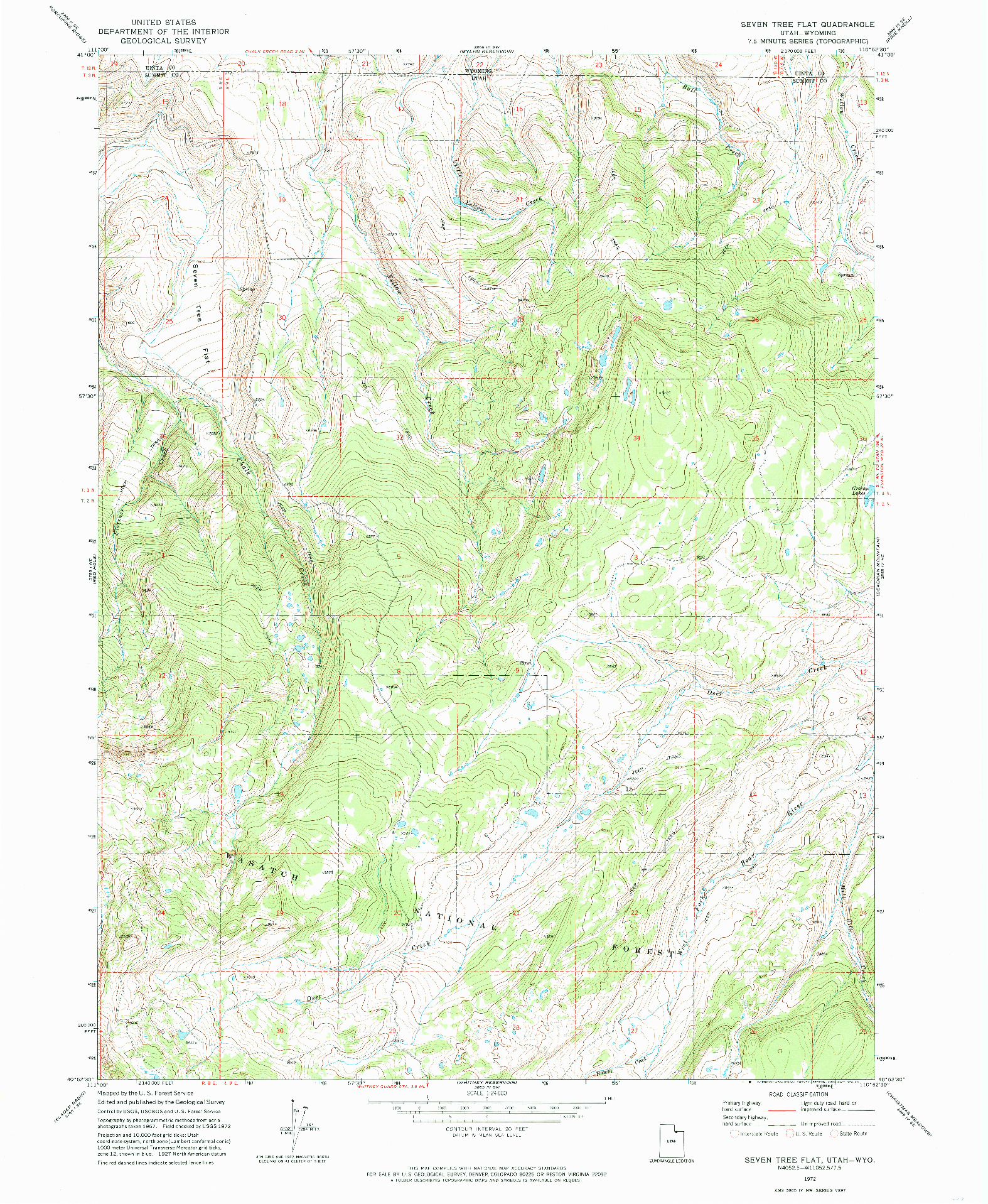USGS 1:24000-SCALE QUADRANGLE FOR SEVEN TREE FLAT, UT 1972