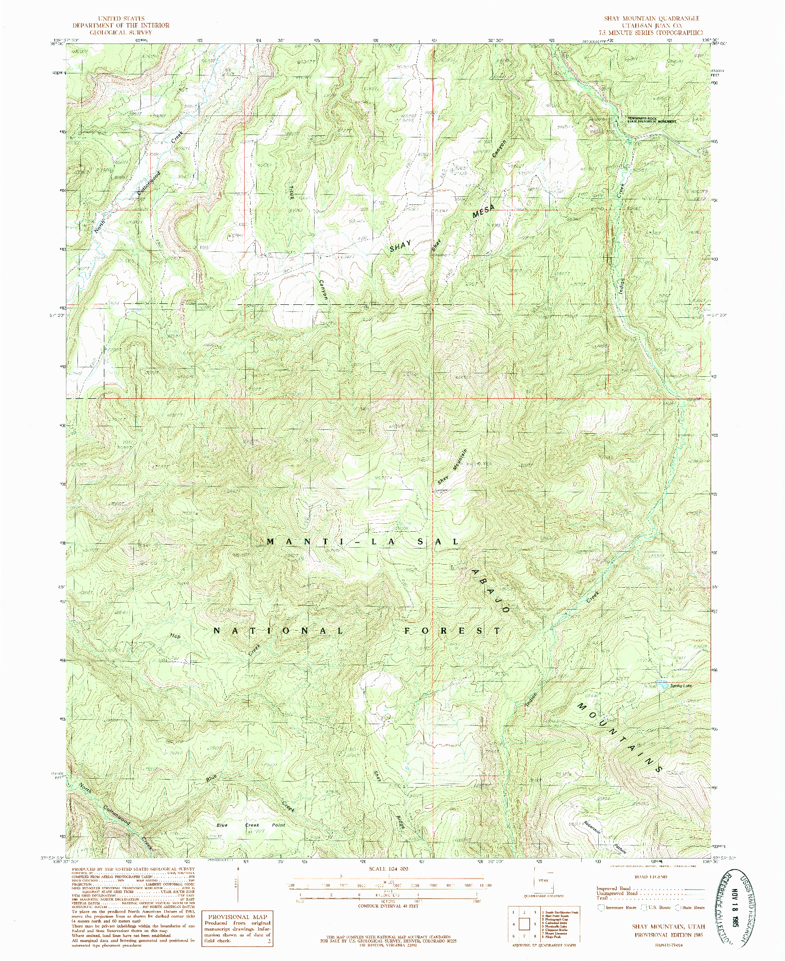USGS 1:24000-SCALE QUADRANGLE FOR SHAY MOUNTAIN, UT 1985