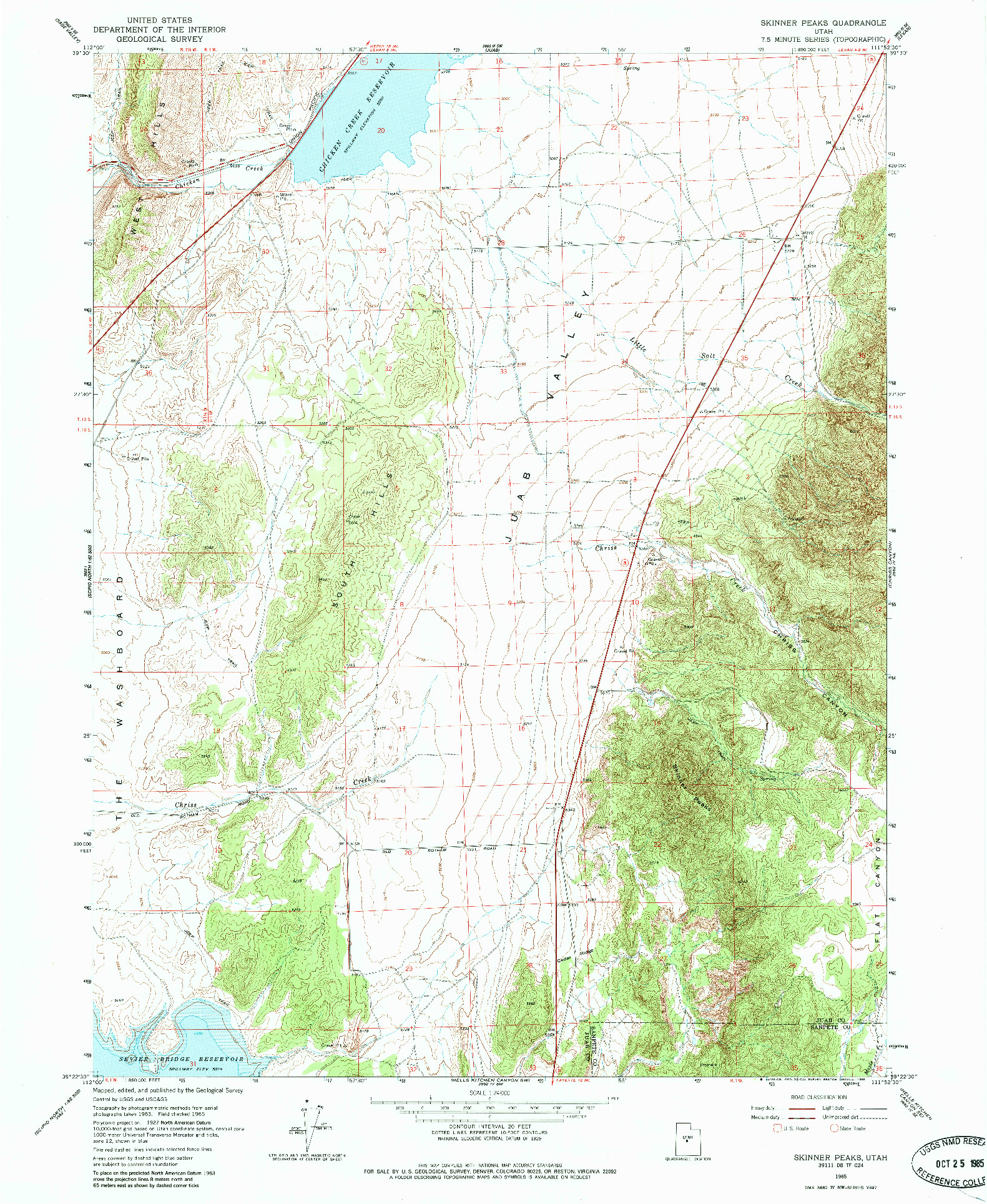 USGS 1:24000-SCALE QUADRANGLE FOR SKINNER PEAKS, UT 1965