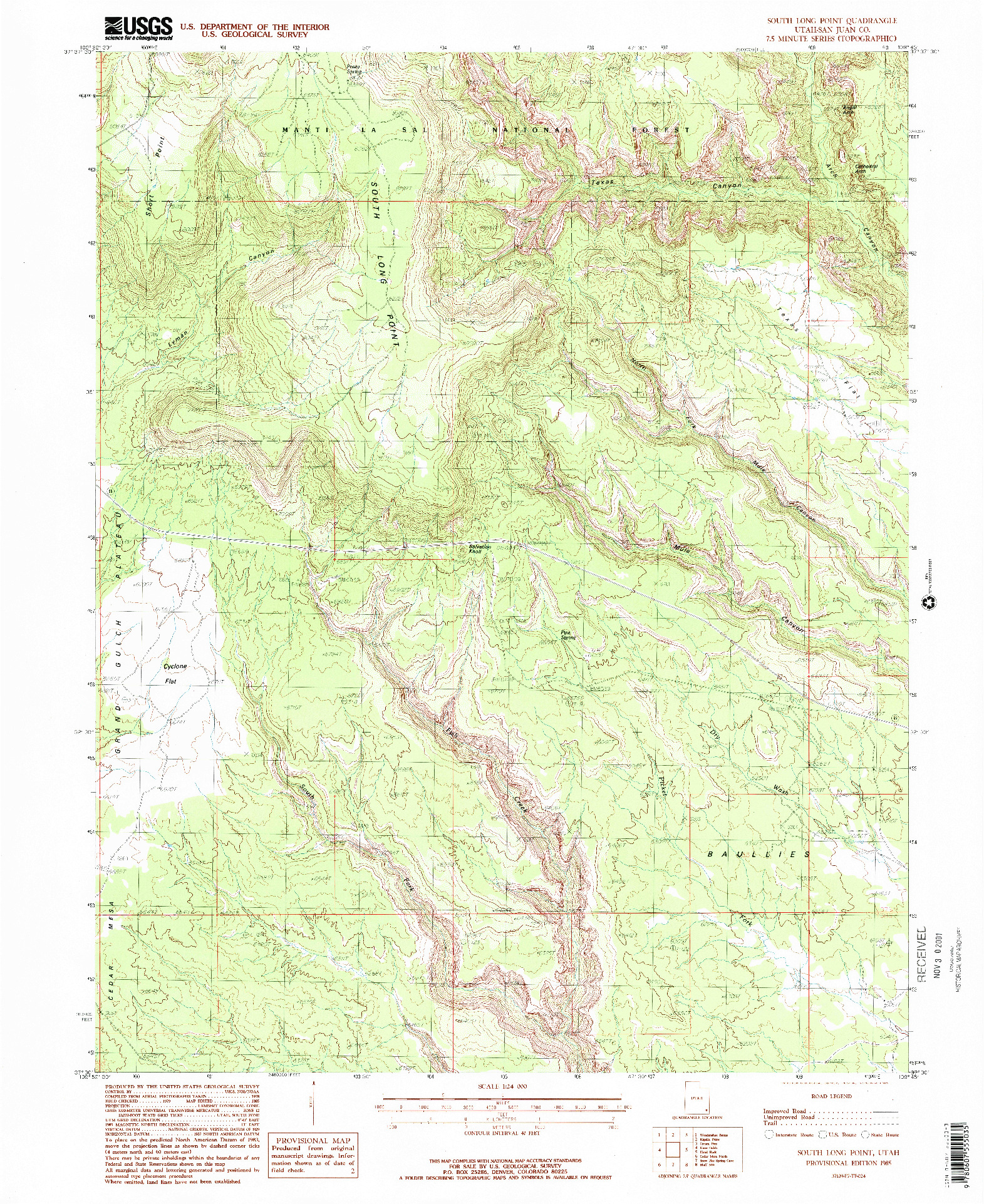 USGS 1:24000-SCALE QUADRANGLE FOR SOUTH LONG POINT, UT 1985