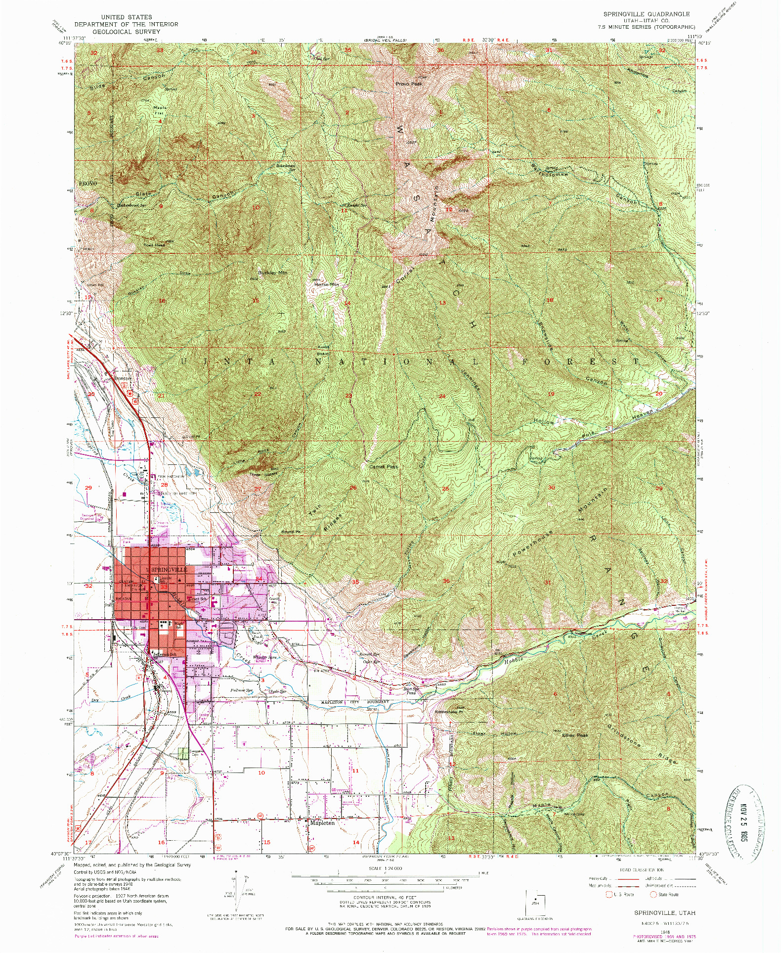 USGS 1:24000-SCALE QUADRANGLE FOR SPRINGVILLE, UT 1948