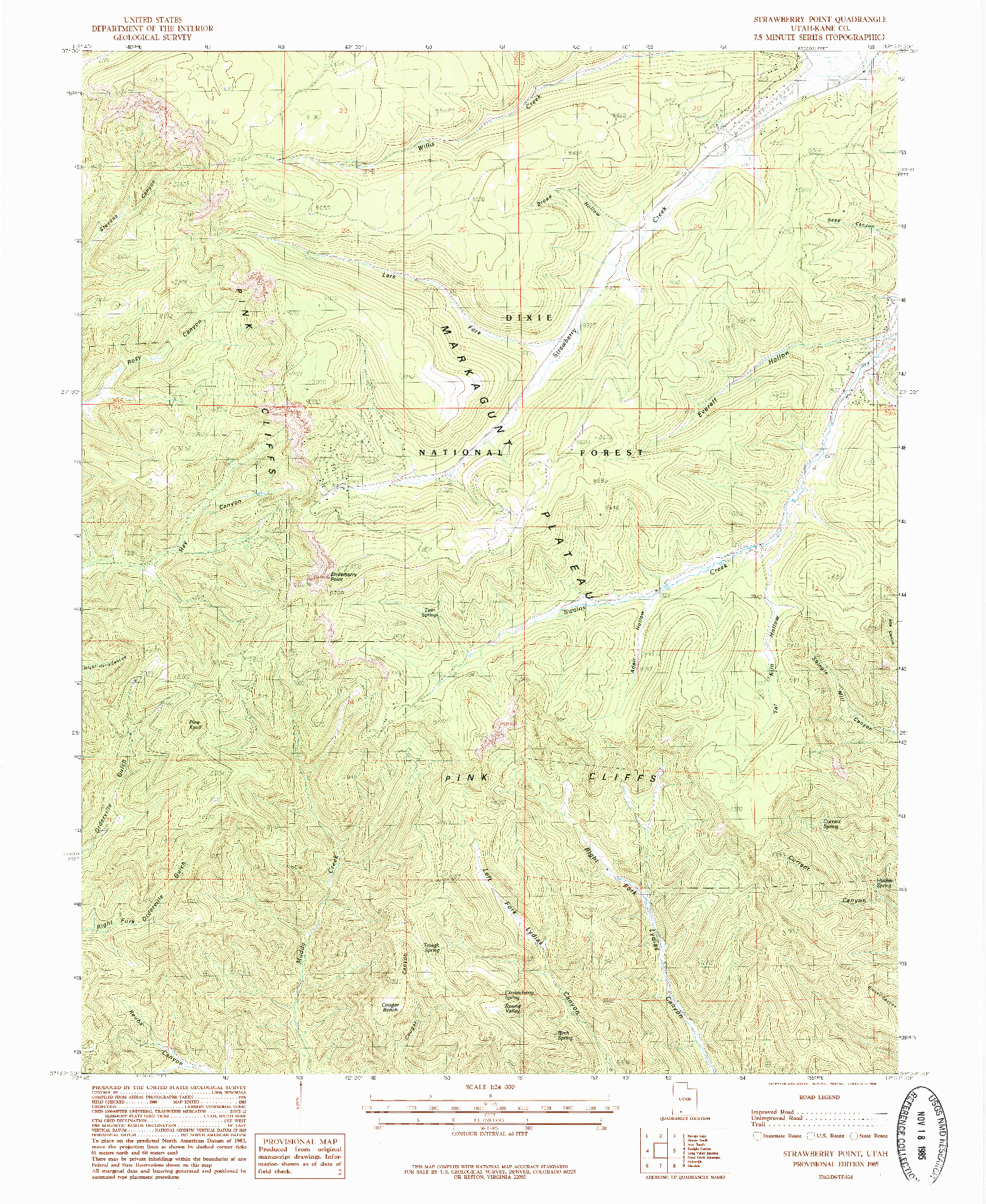 USGS 1:24000-SCALE QUADRANGLE FOR STRAWBERRY POINT, UT 1985