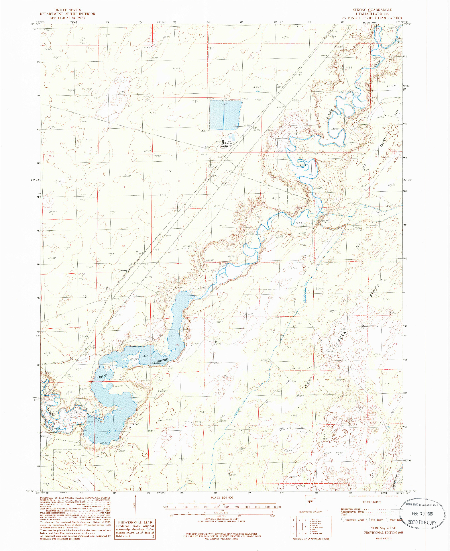 USGS 1:24000-SCALE QUADRANGLE FOR STRONG, UT 1985