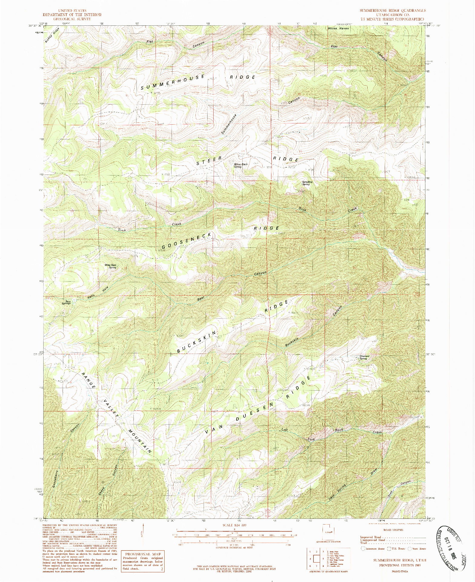 USGS 1:24000-SCALE QUADRANGLE FOR SUMMERHOUSE RIDGE, UT 1985