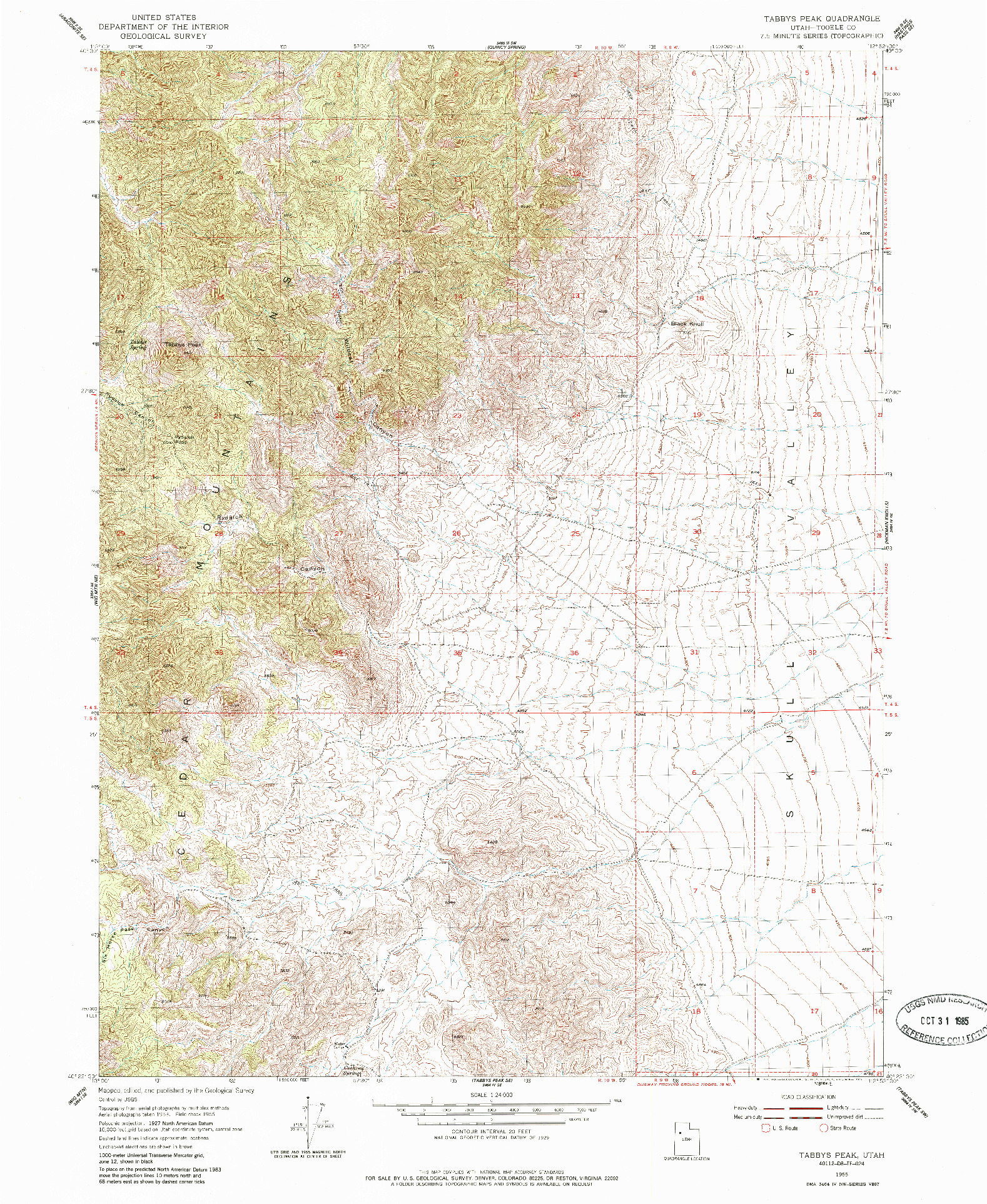 USGS 1:24000-SCALE QUADRANGLE FOR TABBYS PEAK, UT 1955