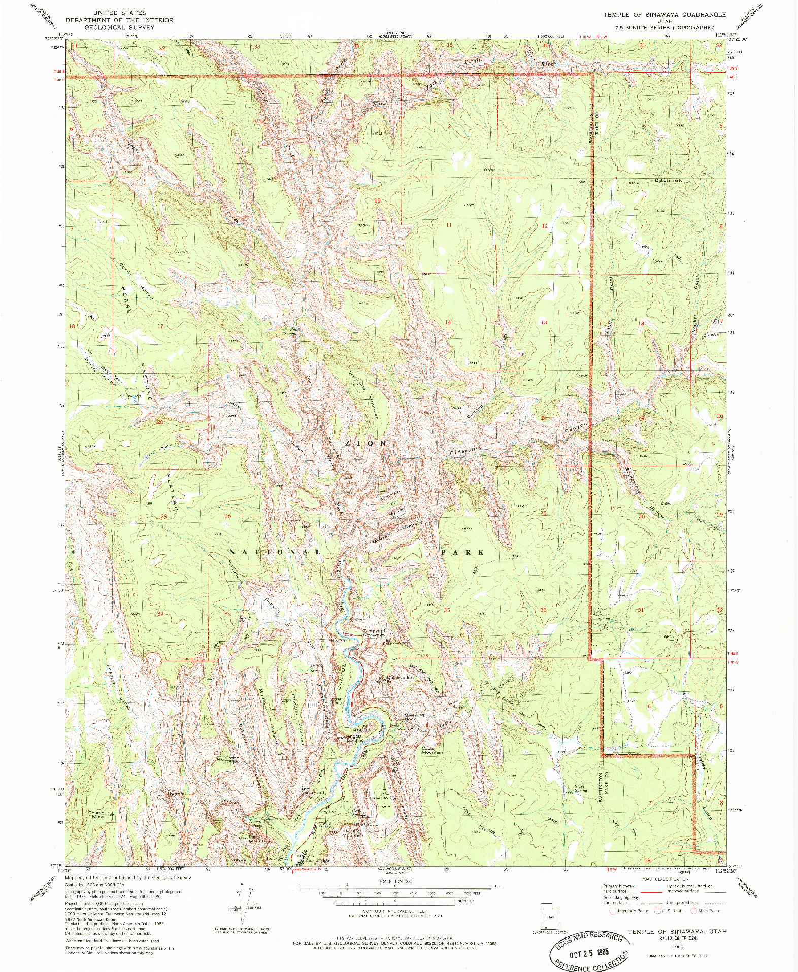 USGS 1:24000-SCALE QUADRANGLE FOR TEMPLE OF SINAWAVA, UT 1980