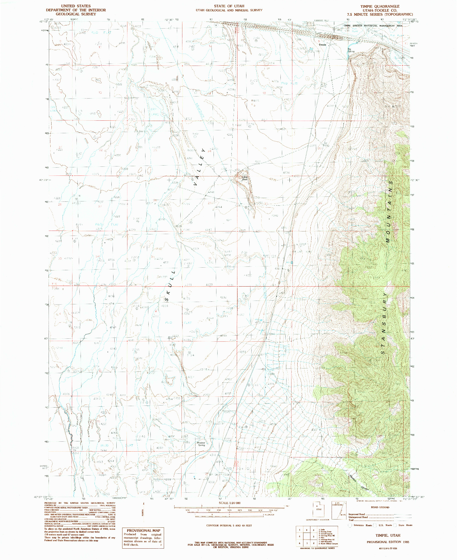 USGS 1:24000-SCALE QUADRANGLE FOR TIMPIE, UT 1985