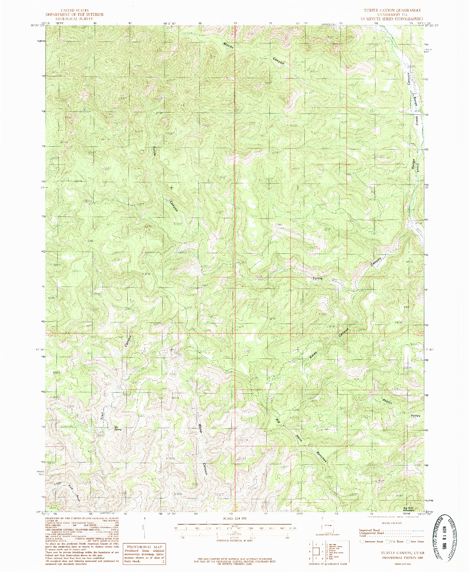 USGS 1:24000-SCALE QUADRANGLE FOR TURTLE CANYON, UT 1985