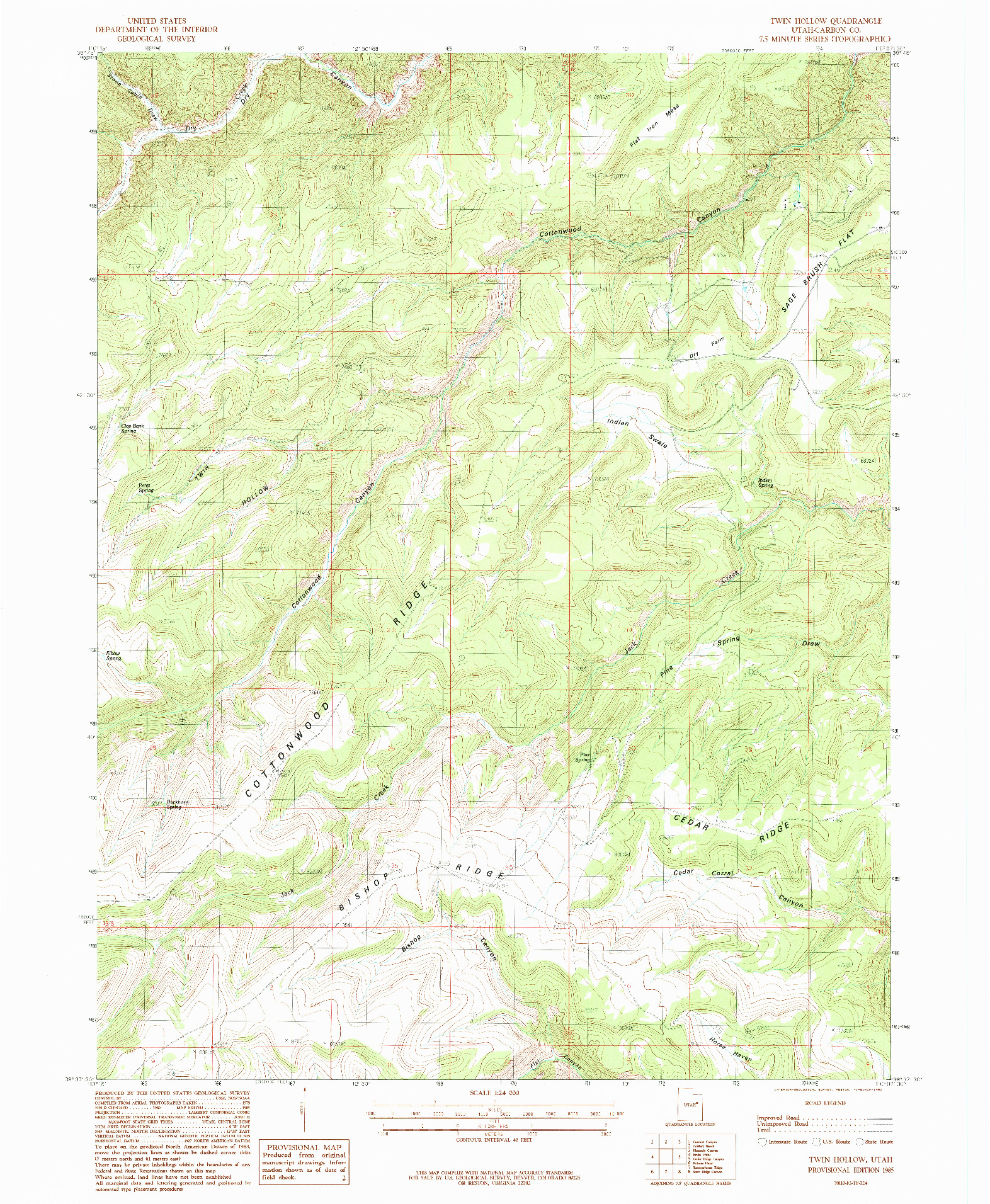 USGS 1:24000-SCALE QUADRANGLE FOR TWIN HOLLOW, UT 1985