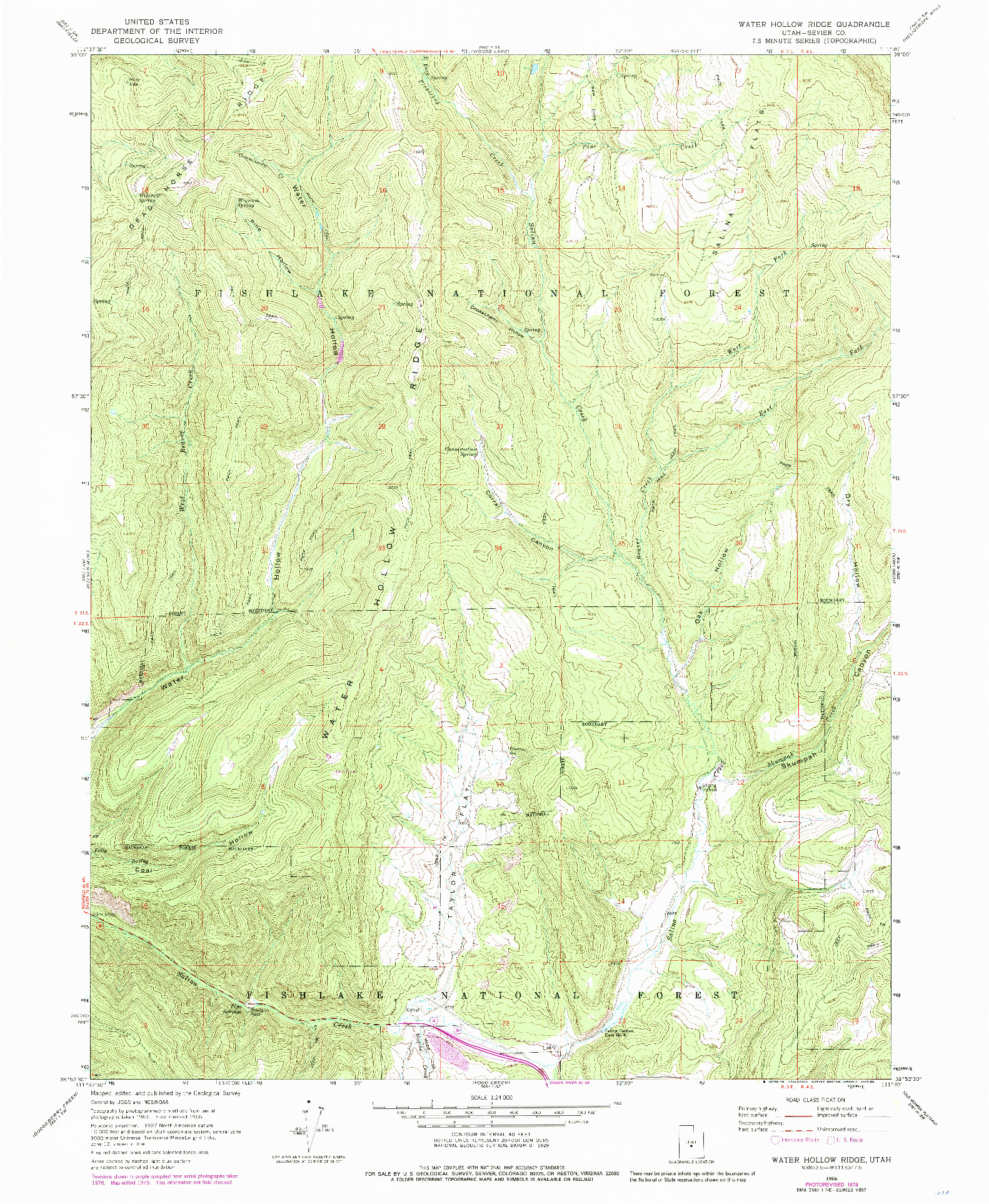 USGS 1:24000-SCALE QUADRANGLE FOR WATER HOLLOW RIDGE, UT 1966