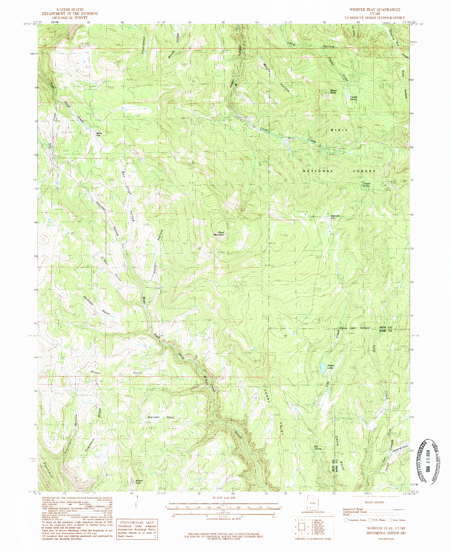USGS 1:24000-SCALE QUADRANGLE FOR WEBSTER FLAT, UT 1985