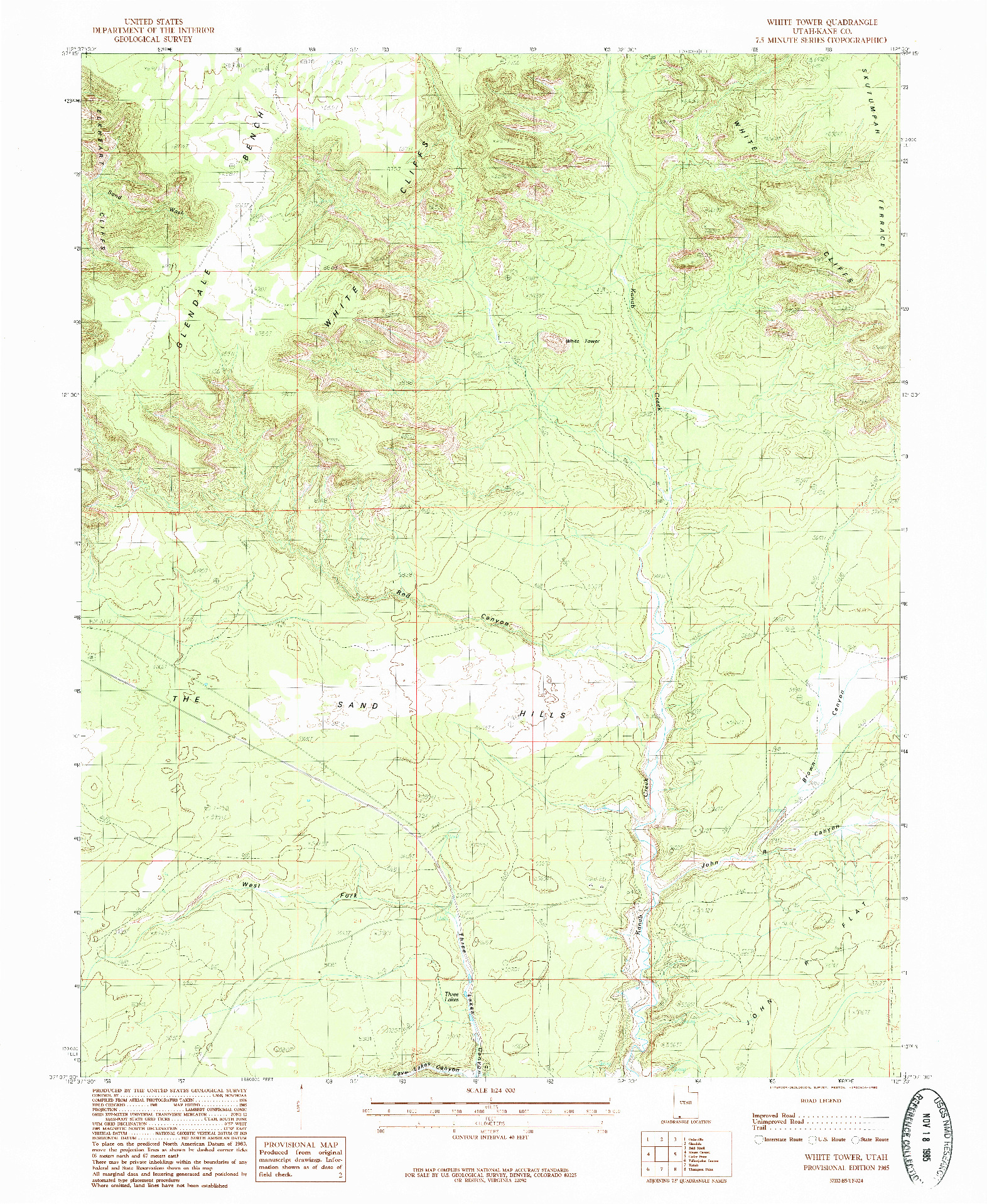 USGS 1:24000-SCALE QUADRANGLE FOR WHITE TOWER, UT 1985