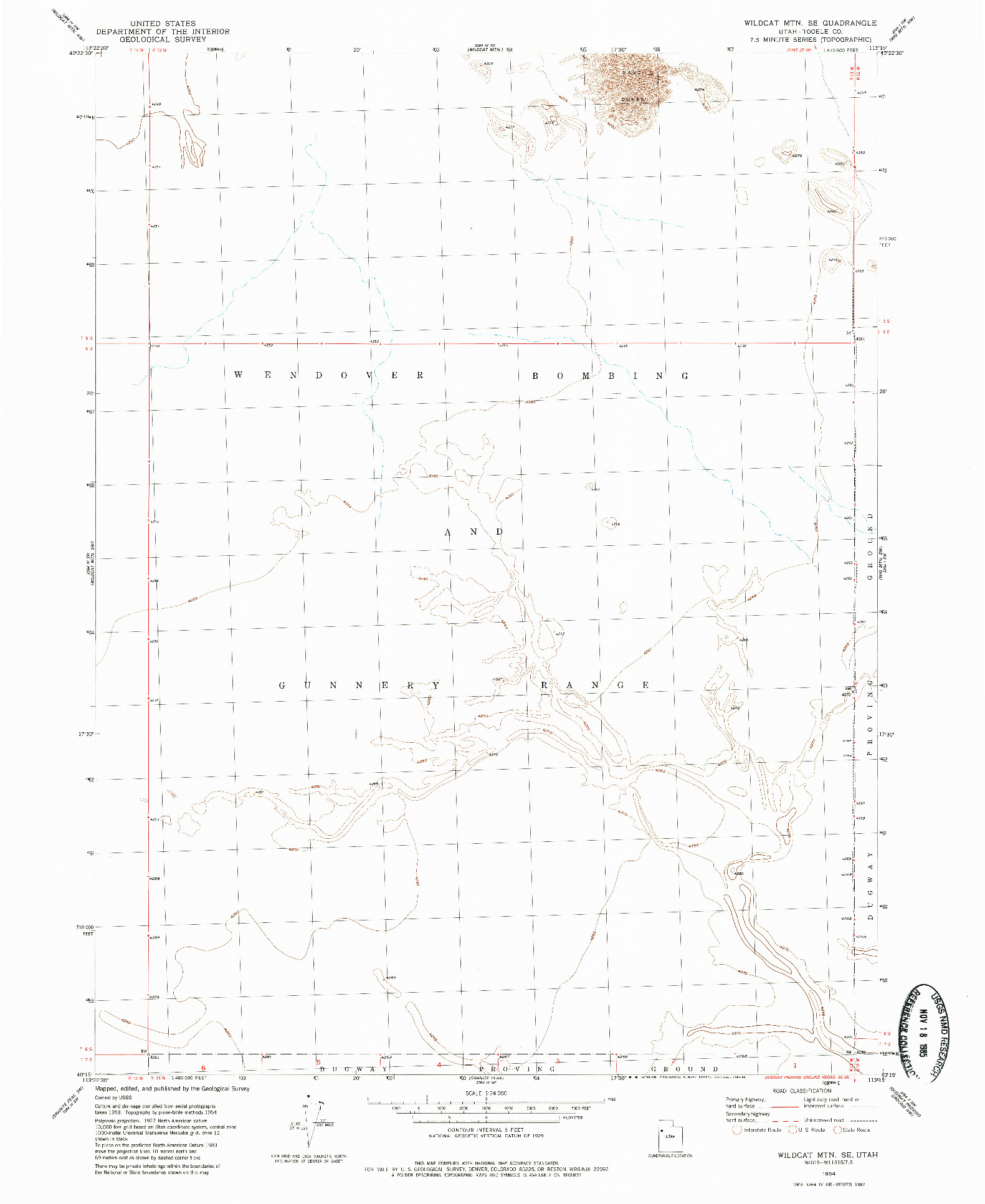USGS 1:24000-SCALE QUADRANGLE FOR WILDCAT MOUNTAIN SE, UT 1954