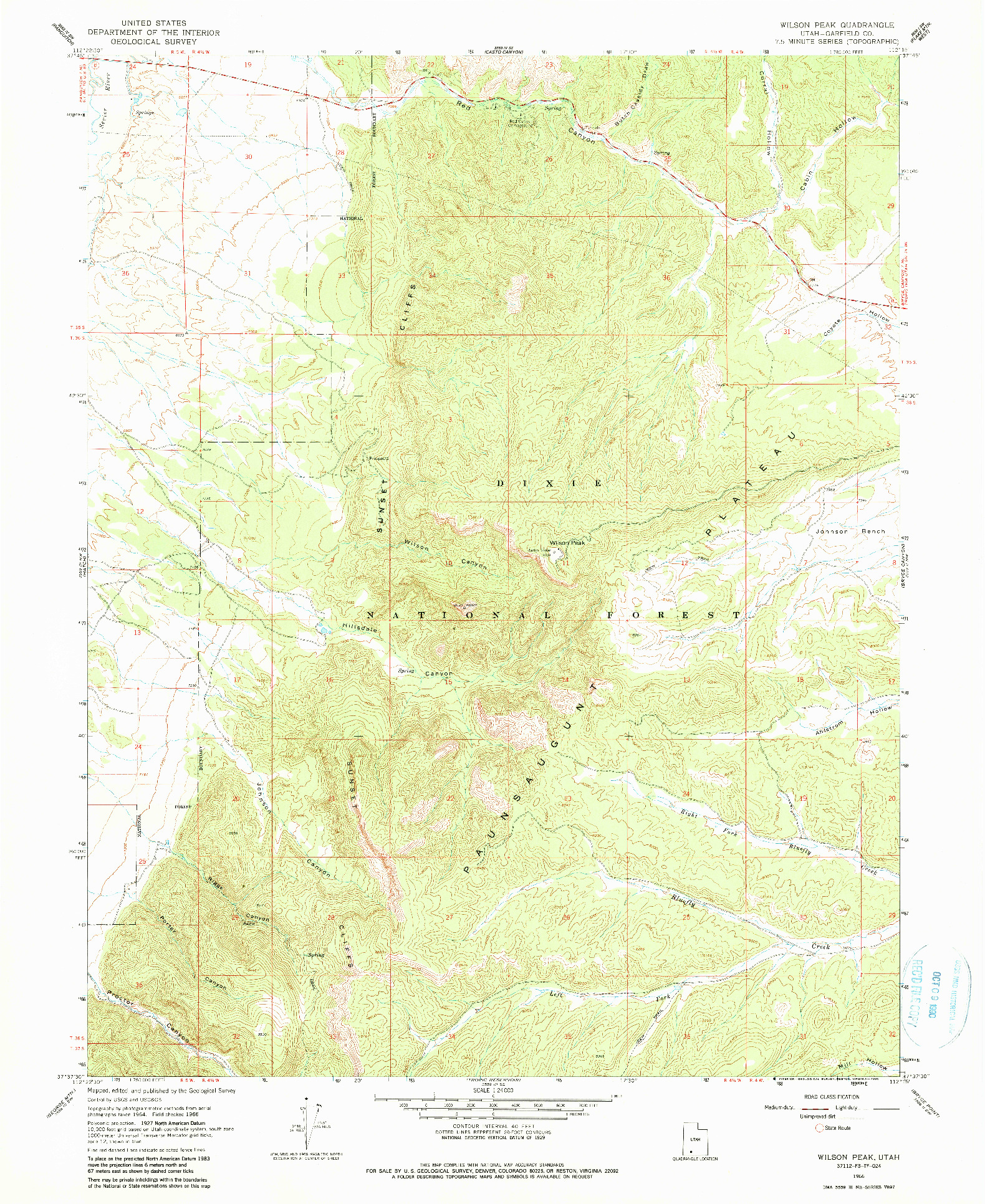 USGS 1:24000-SCALE QUADRANGLE FOR WILSON PEAK, UT 1966