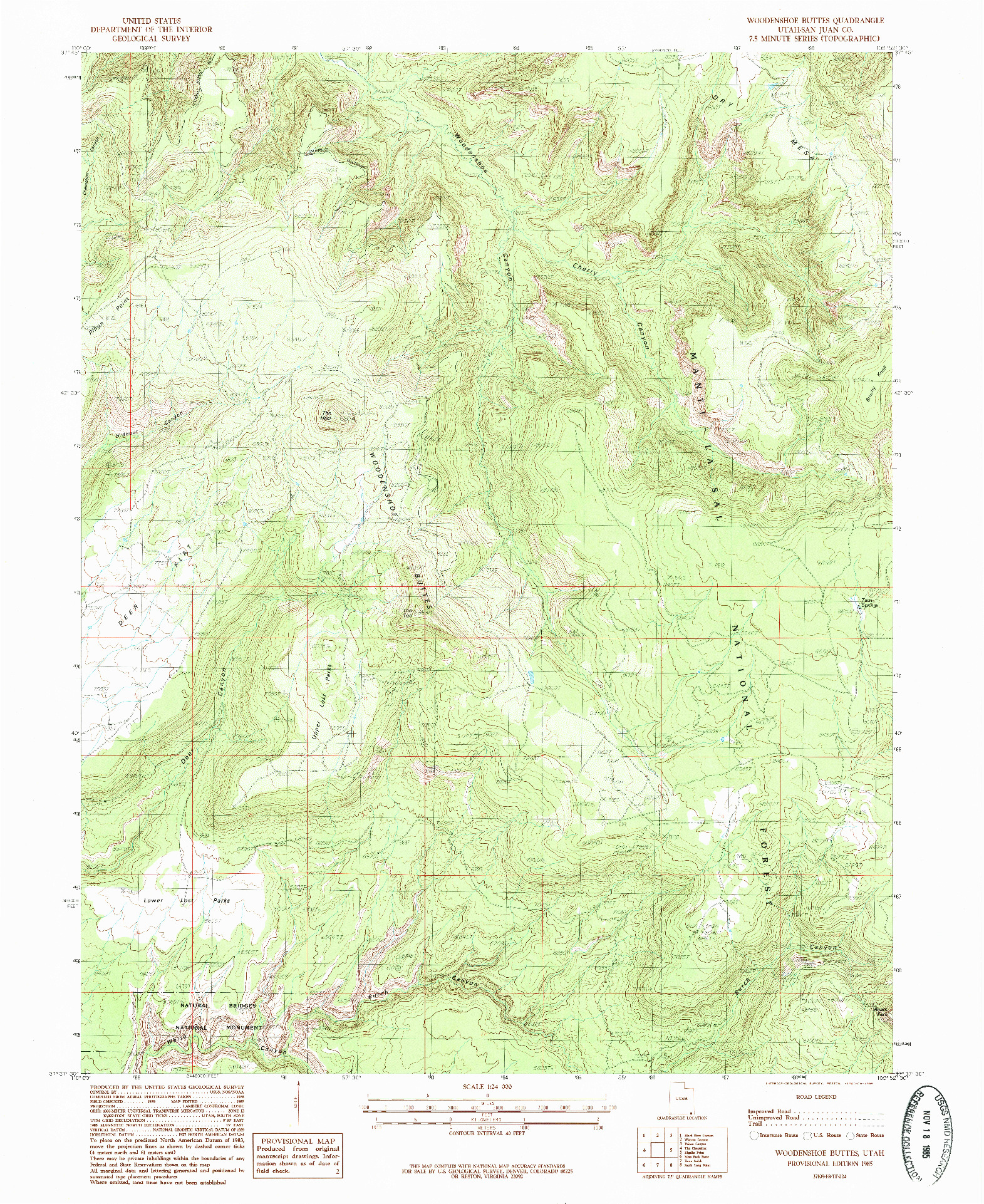 USGS 1:24000-SCALE QUADRANGLE FOR WOODENSHOE BUTTES, UT 1985