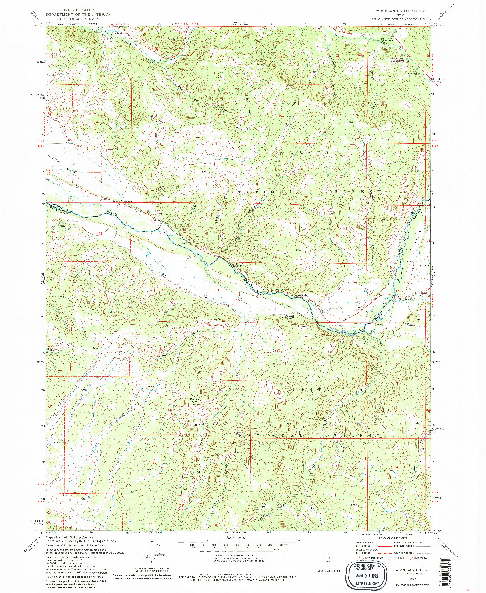 USGS 1:24000-SCALE QUADRANGLE FOR WOODLAND, UT 1972