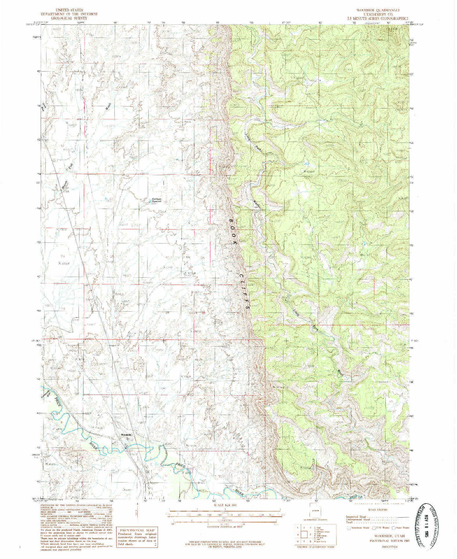 USGS 1:24000-SCALE QUADRANGLE FOR WOODSIDE, UT 1985