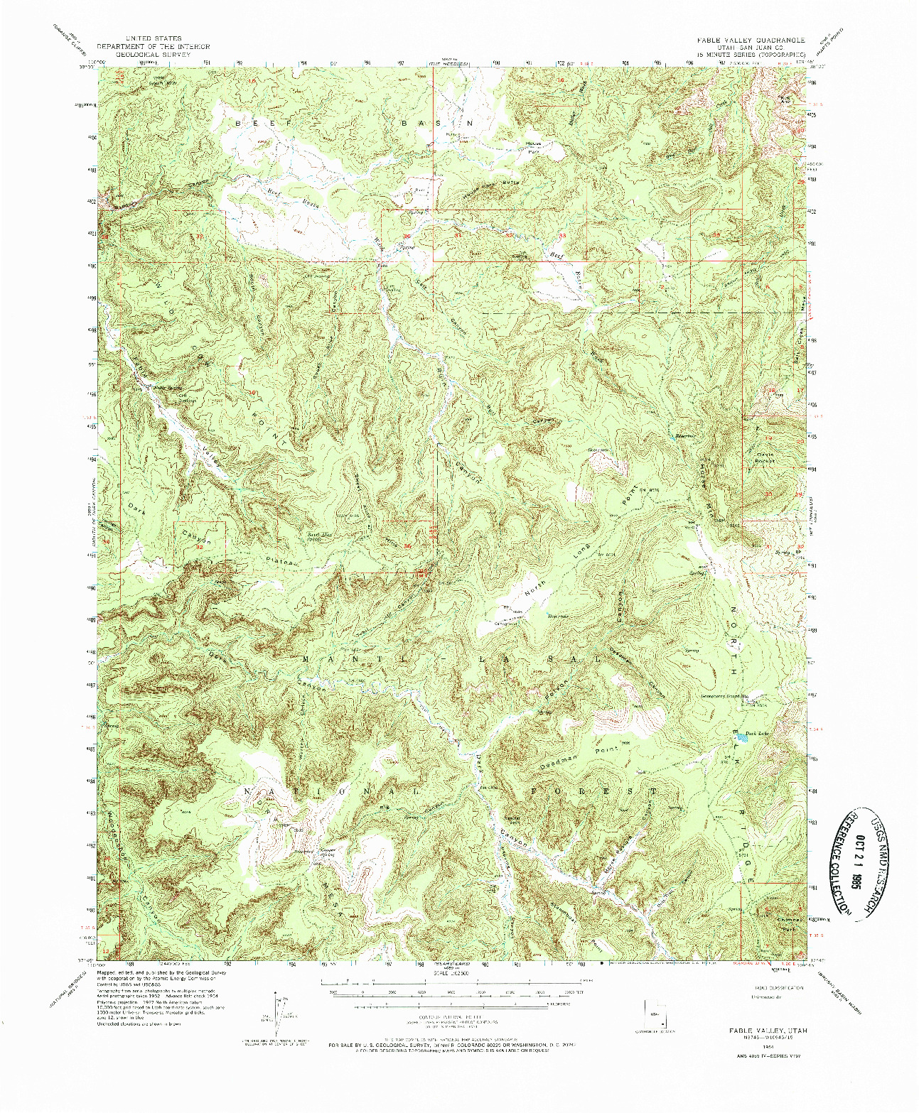 USGS 1:62500-SCALE QUADRANGLE FOR FABLE VALLEY, UT 1954