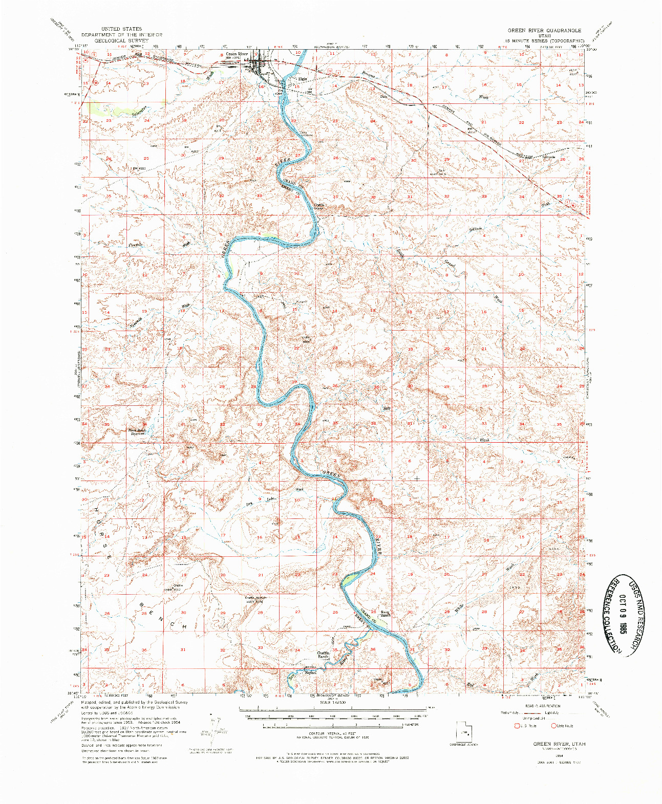 USGS 1:62500-SCALE QUADRANGLE FOR GREEN RIVER, UT 1954