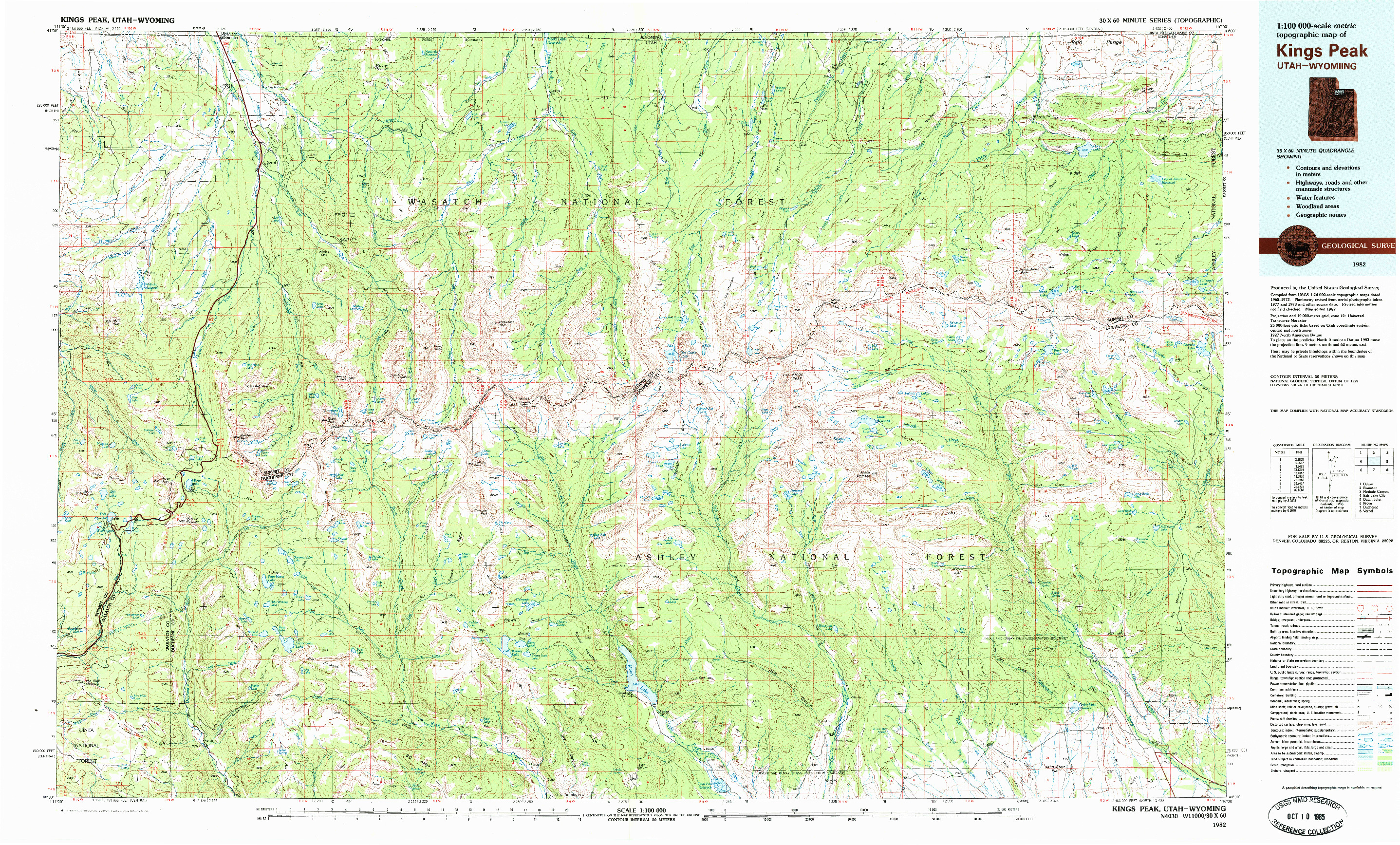 USGS 1:100000-SCALE QUADRANGLE FOR KINGS PEAK, UT 1982