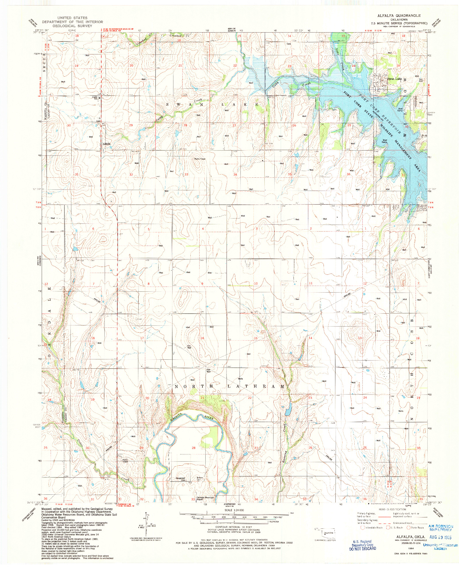 USGS 1:24000-SCALE QUADRANGLE FOR ALFALFA, OK 1984